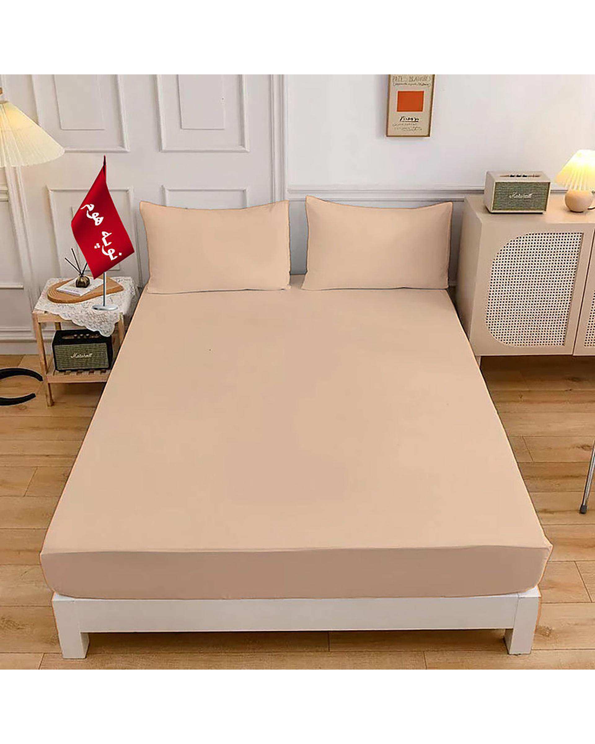 سرویس ملحفه و روبالشی یک نفره 3 تکه کرم نوپه هوم Nopehome طرح مینیمال کد A04