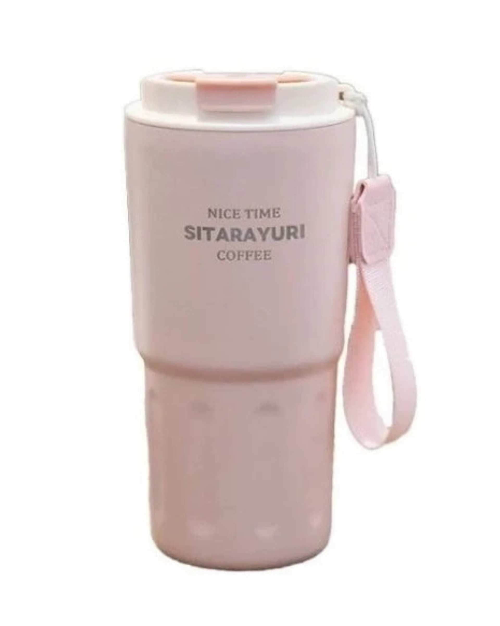 تراول ماگ صورتی سیتارایوری SITARAYURI مدل شیاردار حجم 600 میلی لیتر