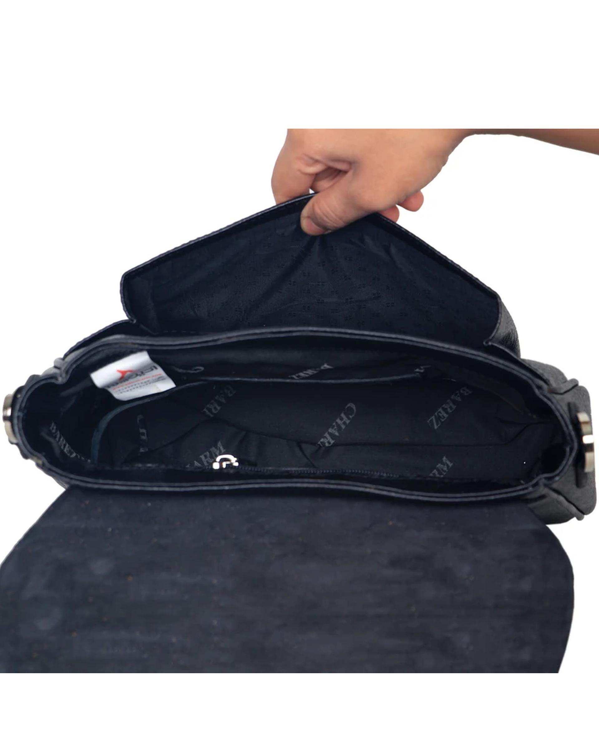 کیف چرم رودوشی مشکی چرم بارز Charm Barez مدل DG32