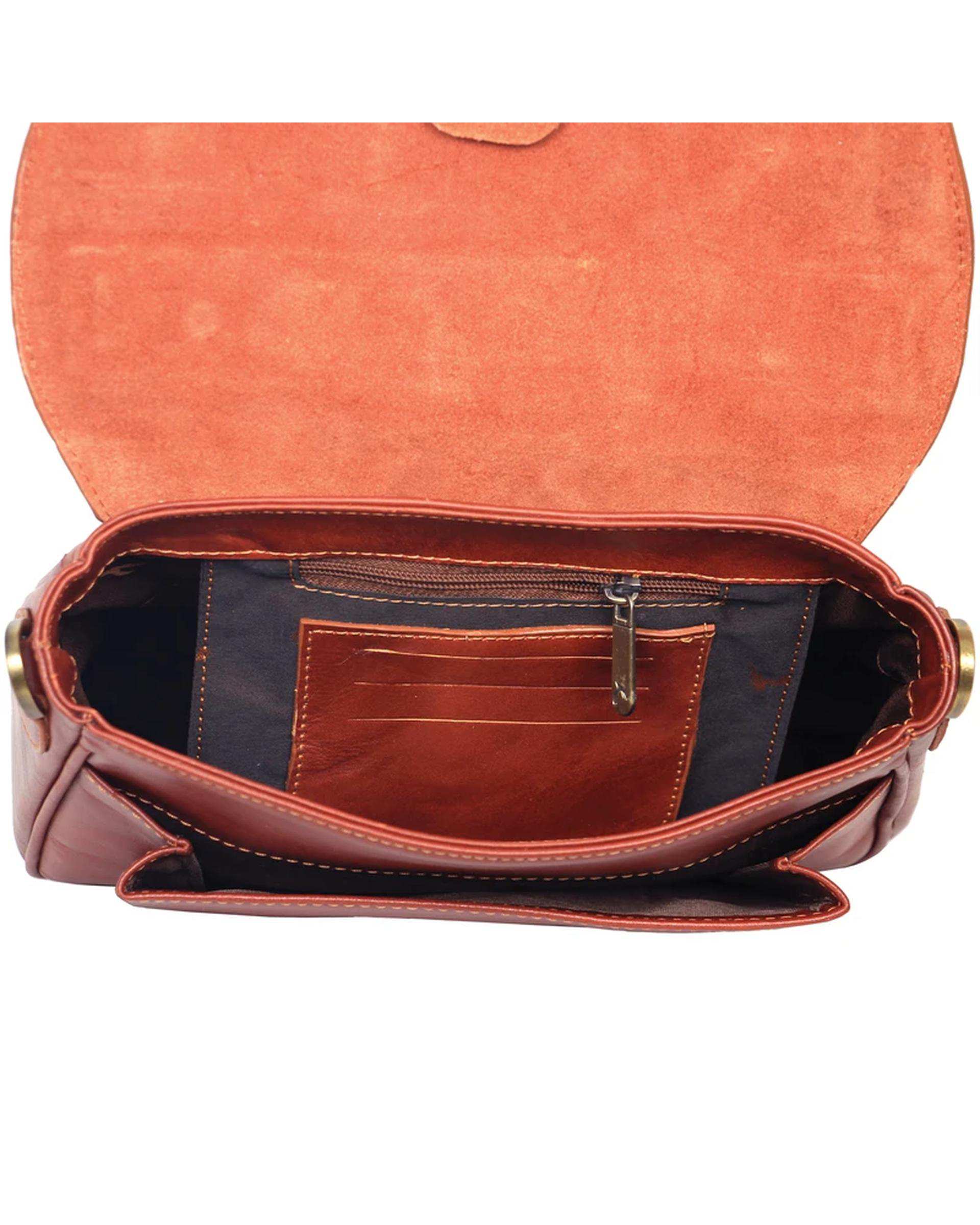 کیف چرم رودوشی عسلی چرم بارز Charm Barez مدل DG32