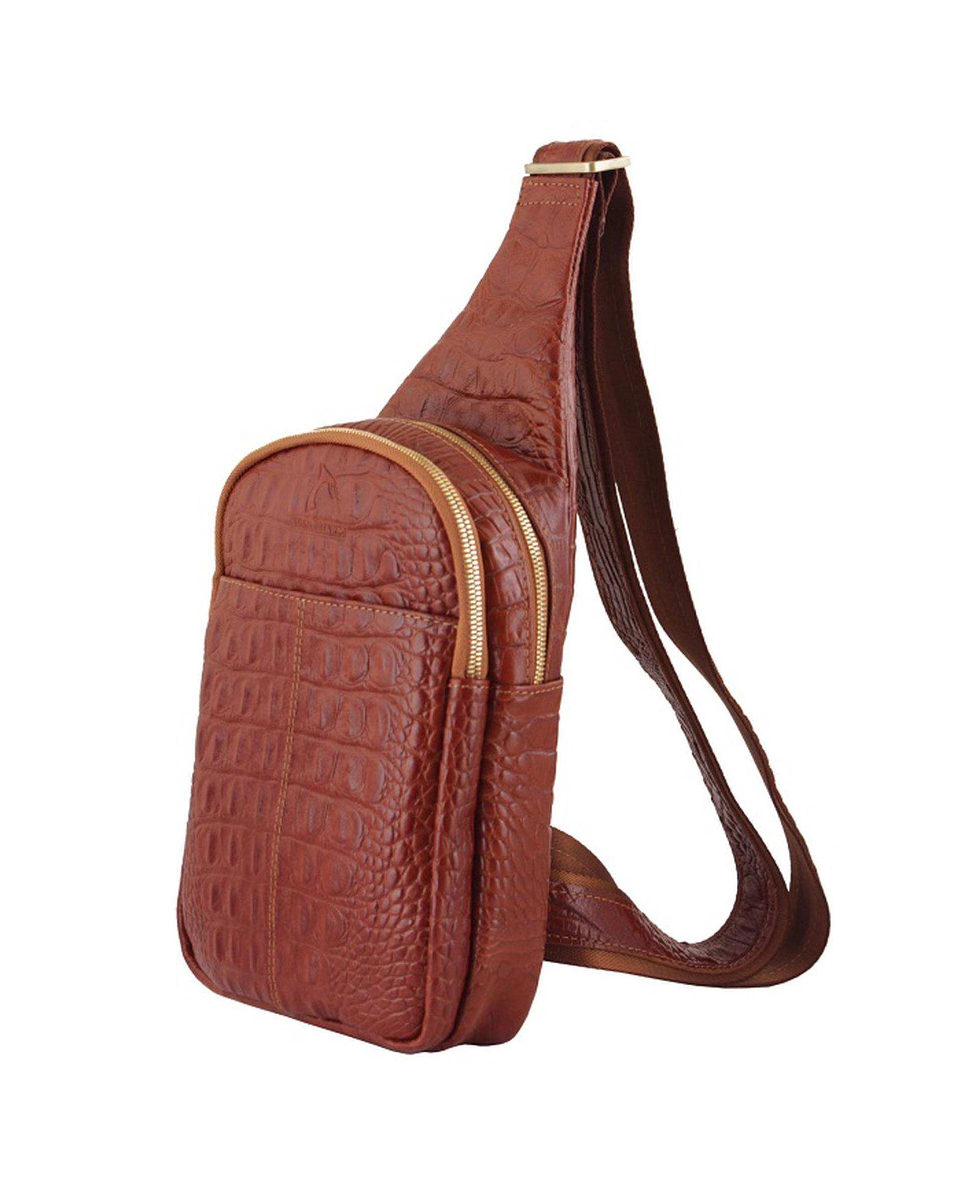 کیف چرم رودوشی مردانه عسلی چرم بارز Charm Barez مدل DG65.KO