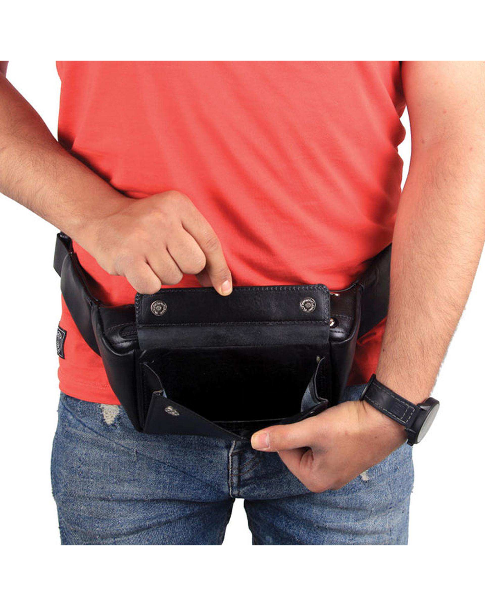 کیف کمری چرم مشکی چرم بارز Charm Barez مدل DG66