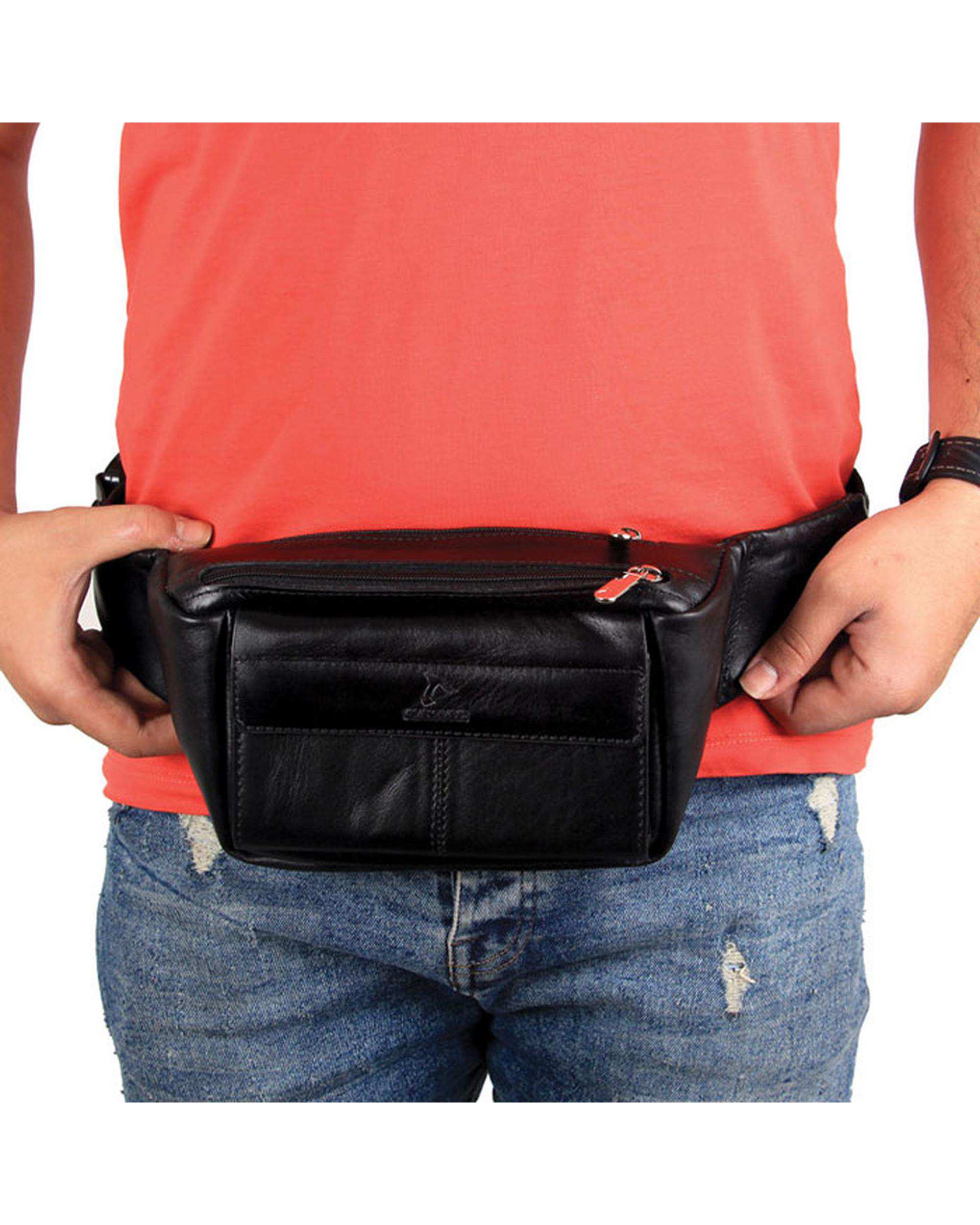 کیف کمری چرم مشکی چرم بارز Charm Barez مدل DG66