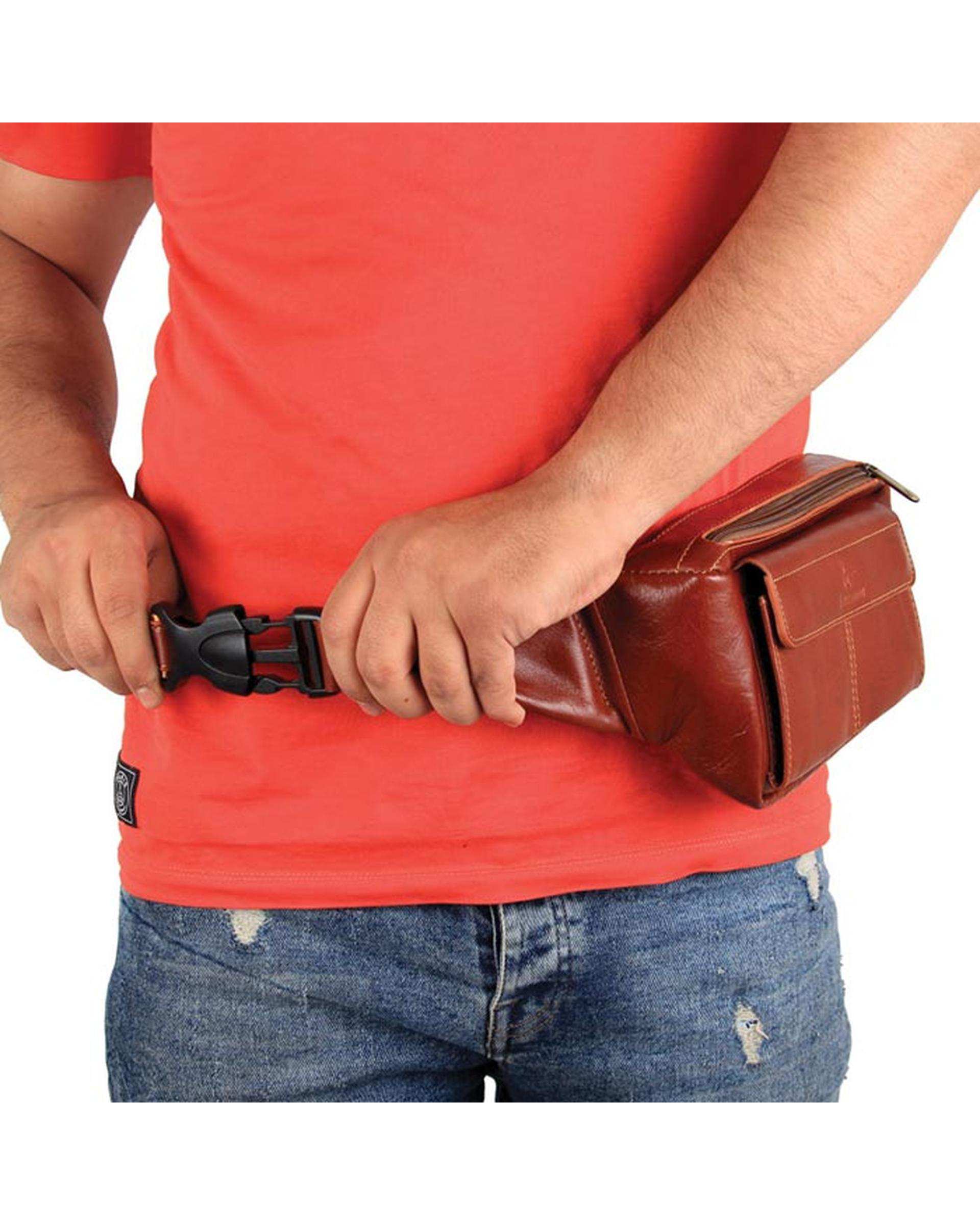 کیف کمری چرم عسلی چرم بارز Charm Barez مدل DG66