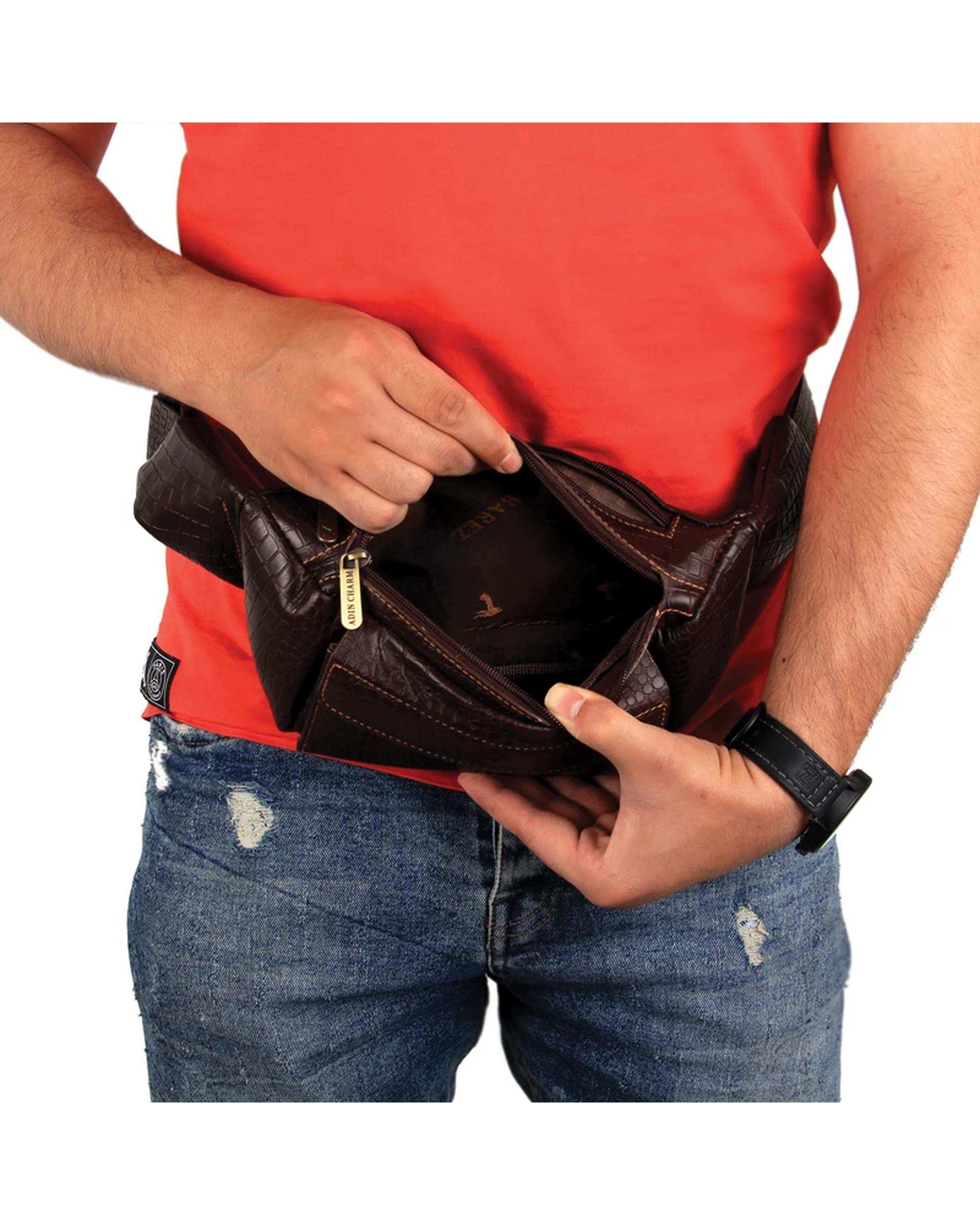 کیف چرم کمری قهوه ای چرم بارز Charm Barez مدل DG66.KO