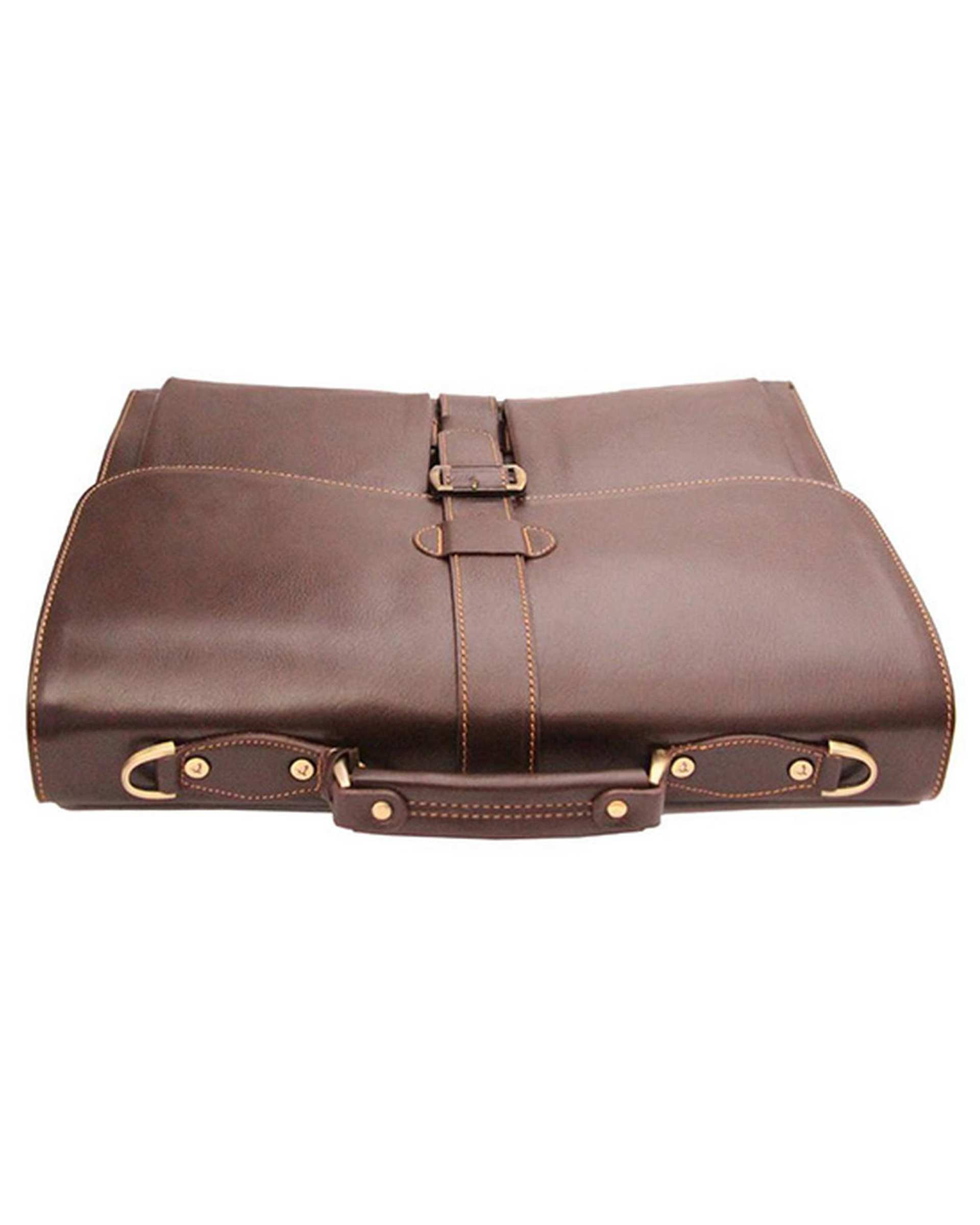 کیف چرم اداری مردانه قهوه ای چرم بارز Charm Barez مدل DL1
