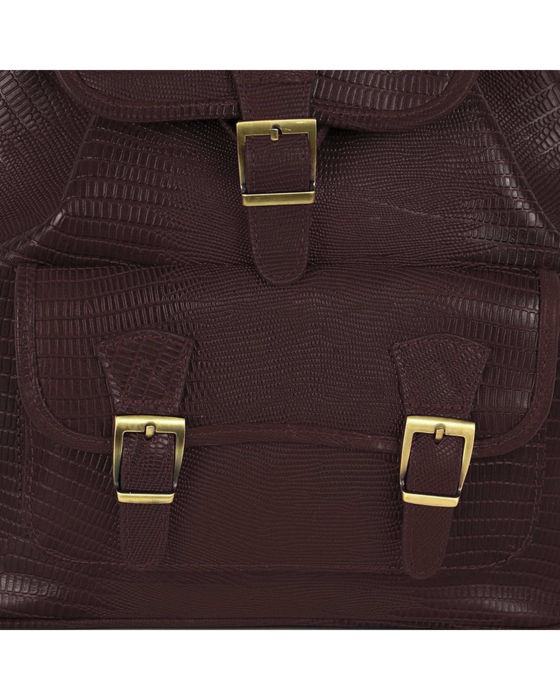 کوله پشتی چرم زنانه قهوه ای چرم بارز Charm Barez مدل DZ8.Lizard