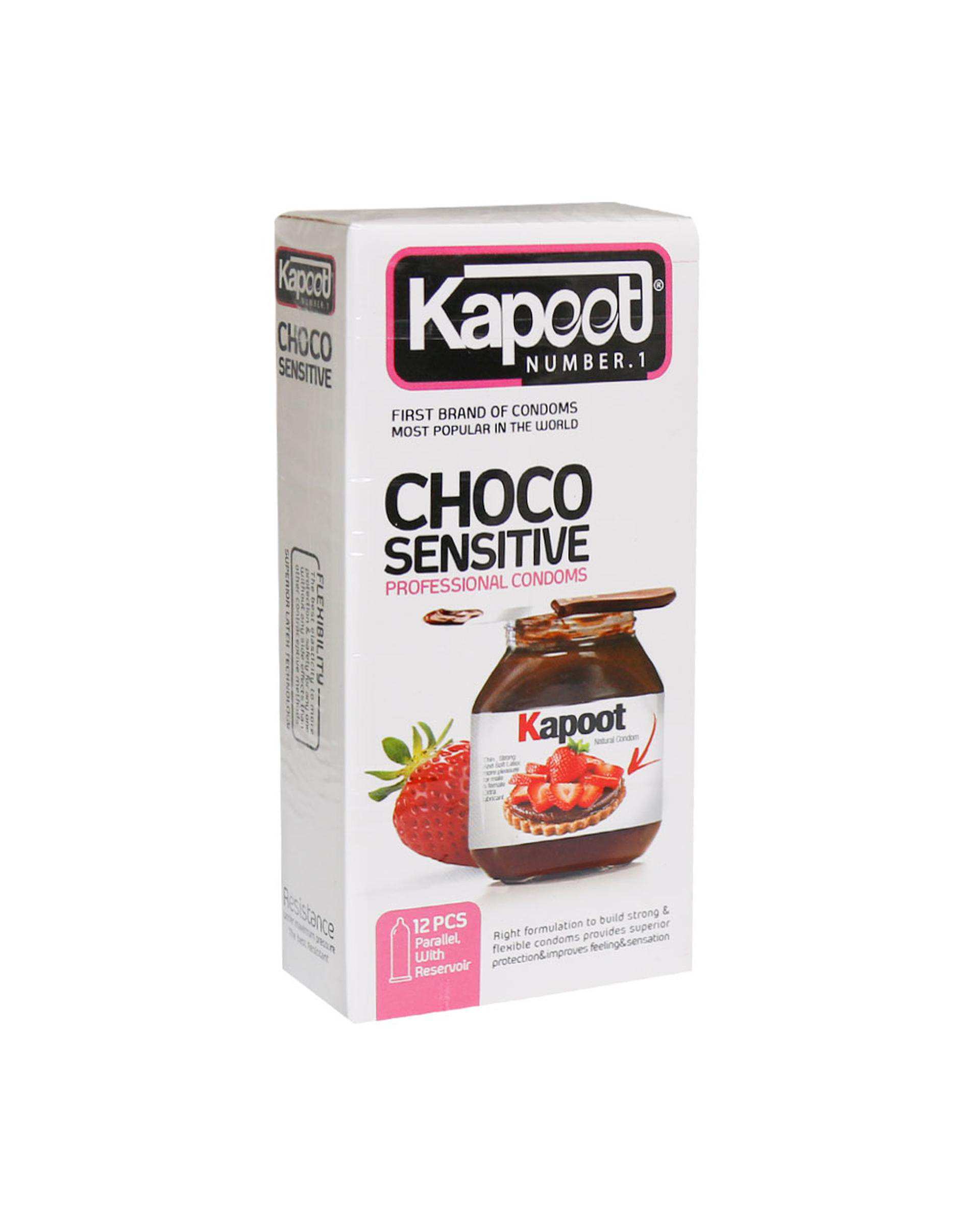 کاندوم کاپوت Kapoot مدل Choco Sensitive Condoms بسته 12 عددی