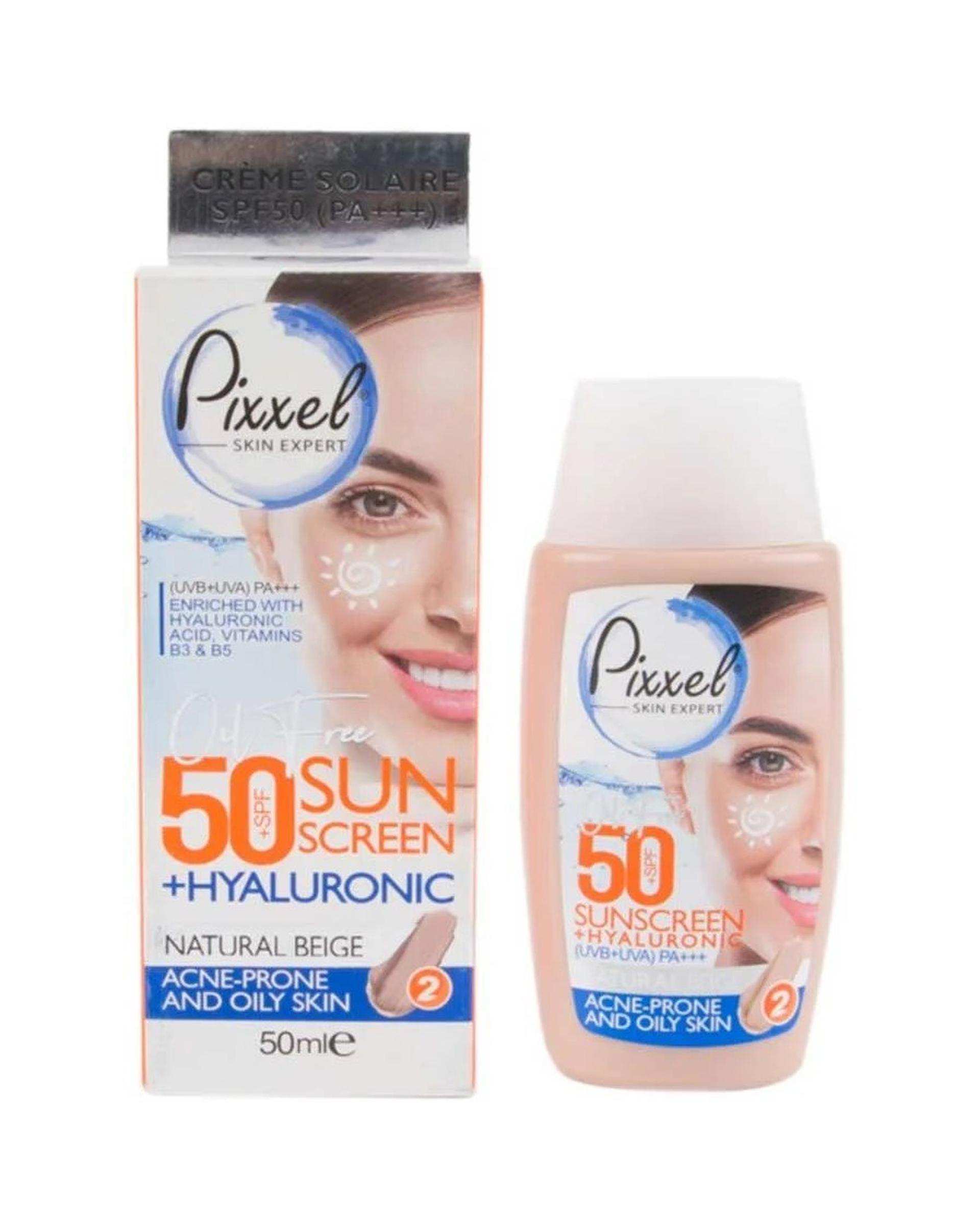 کرم ضد آفتاب رنگی SPF50 پیکسل Pixxle مناسب پوست چرب و دارای جوش رنگ بژ طبیعی حجم 50ml