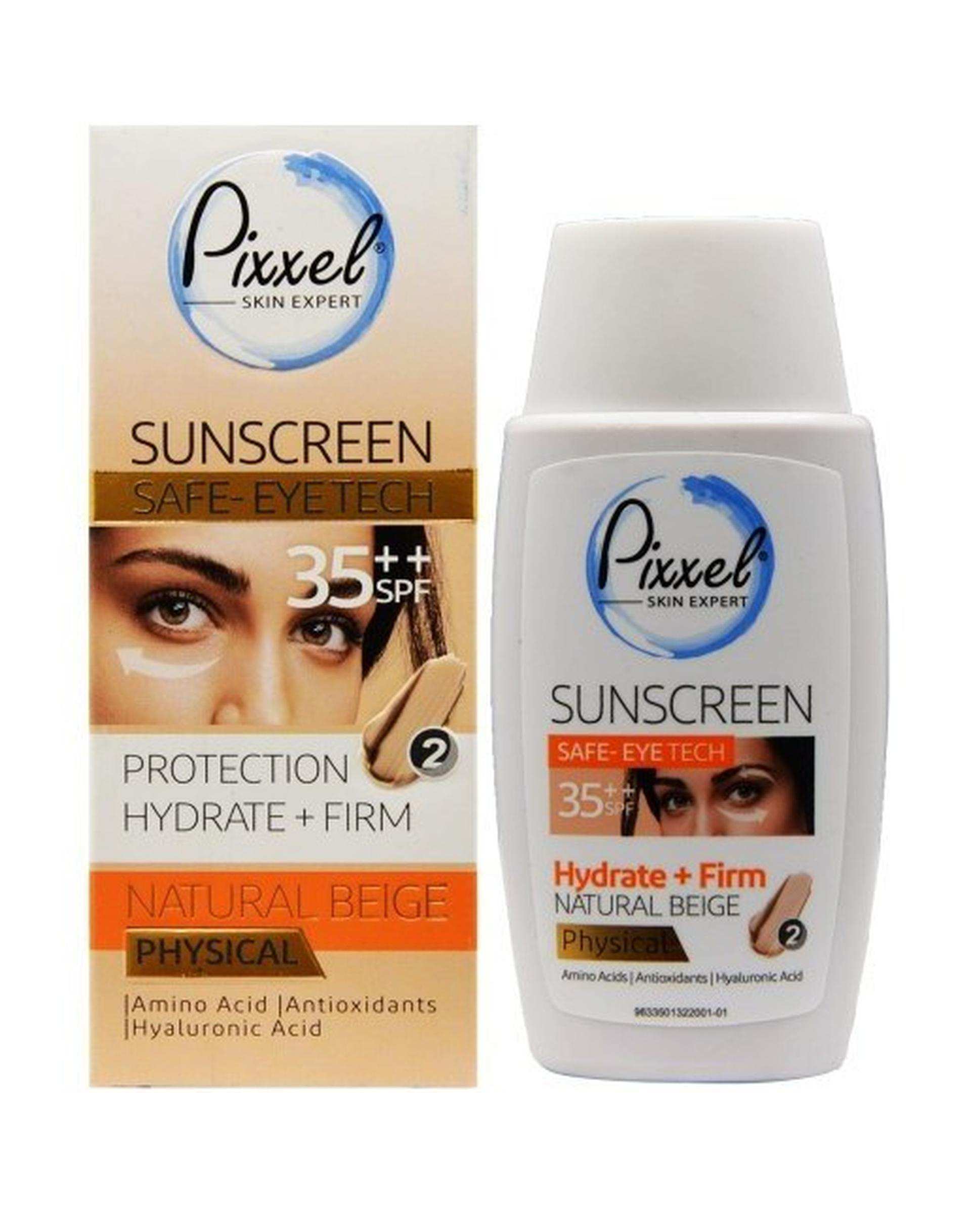 کرم ضد آفتاب فیزیکی دور چشم و صورت رنگی SPF35 پیکسل Pixxle رنگ Natural Beige حجم 50ml