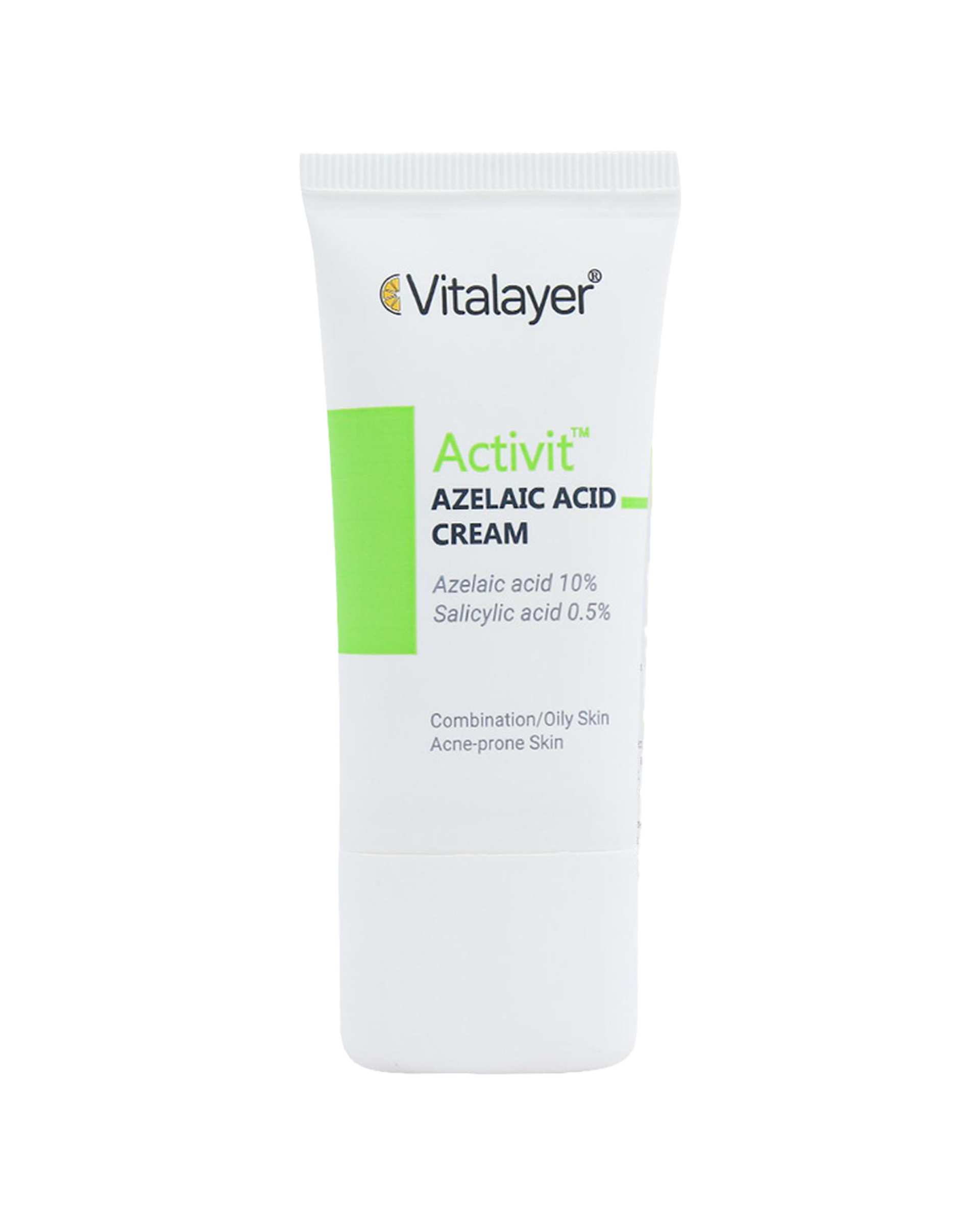 کرم روشن کننده و پاک کننده منافذ پوست ویتالیر Vitalayer سری اکتی ویت حاوی آزلائیک اسید 10% حجم 30ml