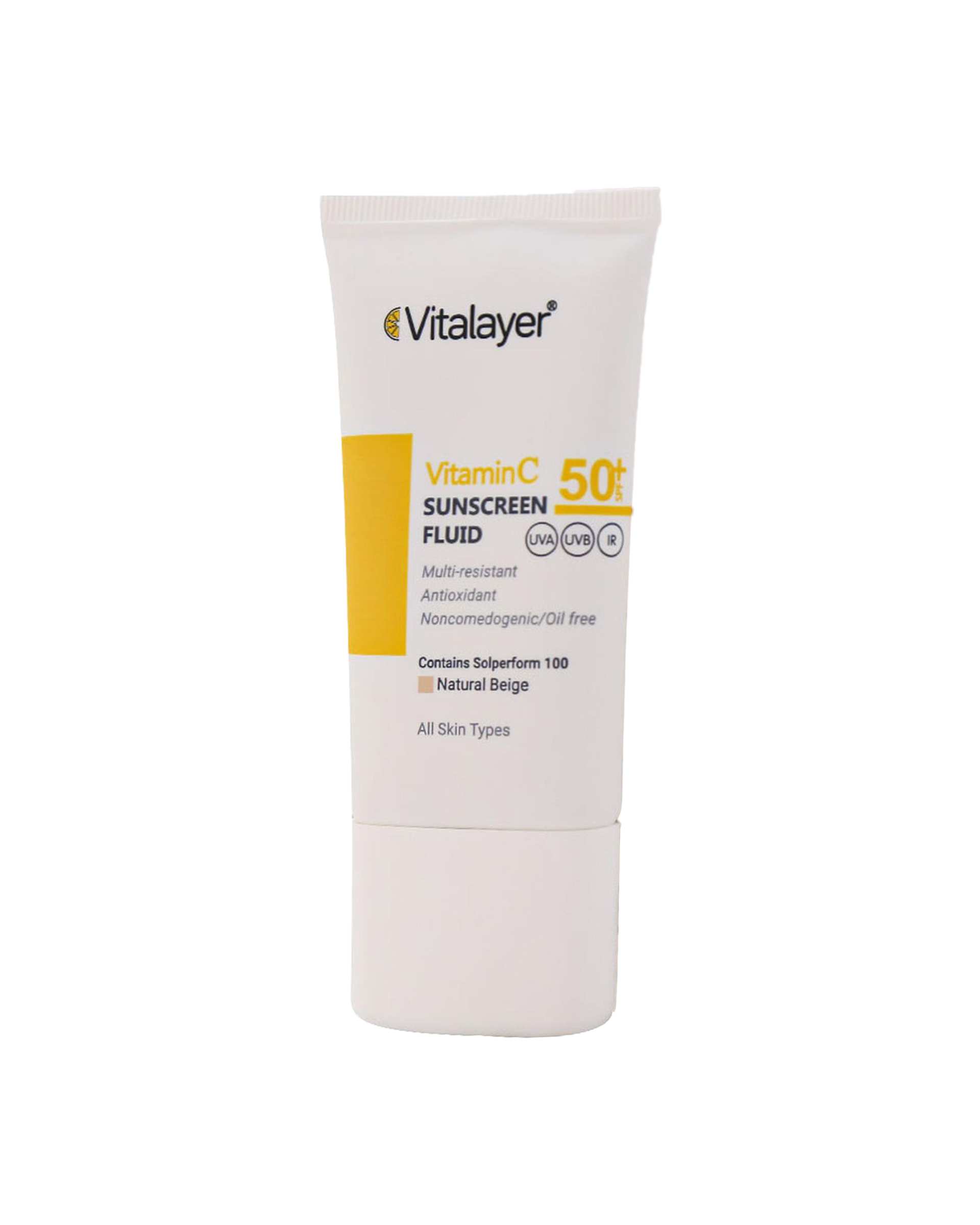 فلوئید ضد آفتاب بی رنگ SPF50 ویتالیر Vitalayer حاوی ویتامین C حجم 50ml