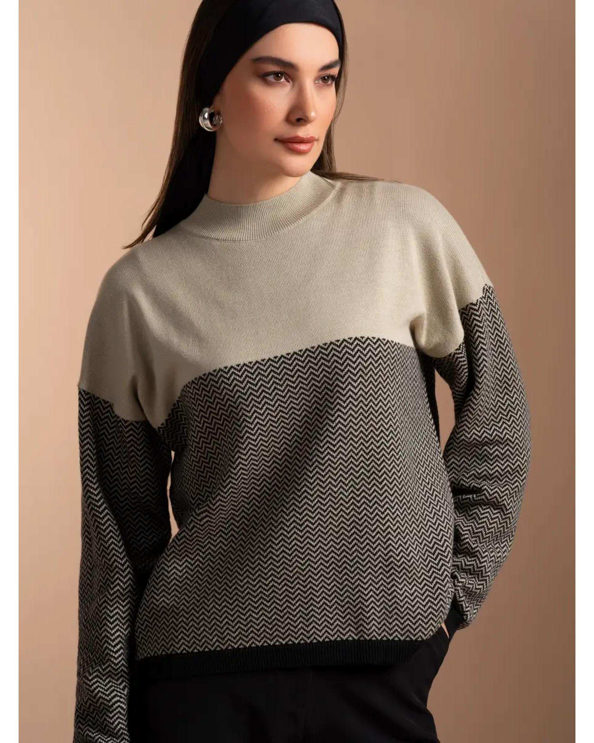 پلیور زنانه کرم مشکی لوکه LOKKE مدل Nanaga Sweater