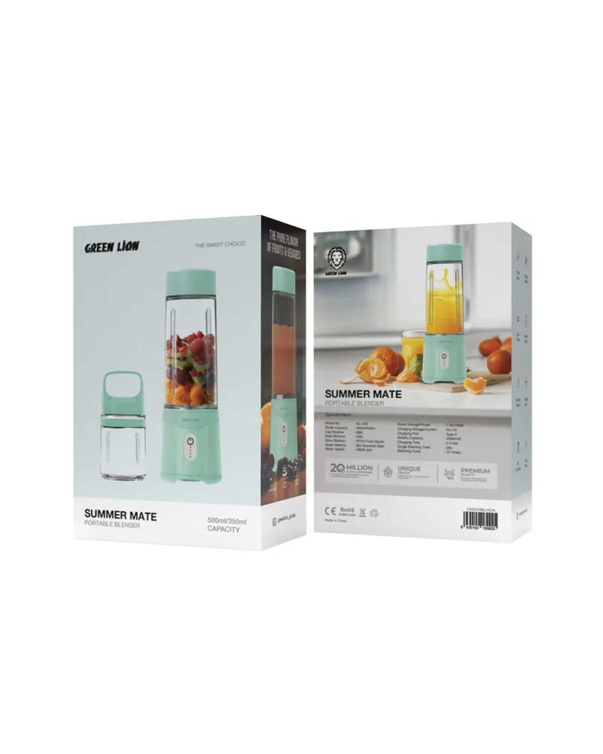 آبمیوه گیر و مخلوط کن قابل حمل سبز آبی گرین لاین Green Lion مدل Summer Mate Portable Blender