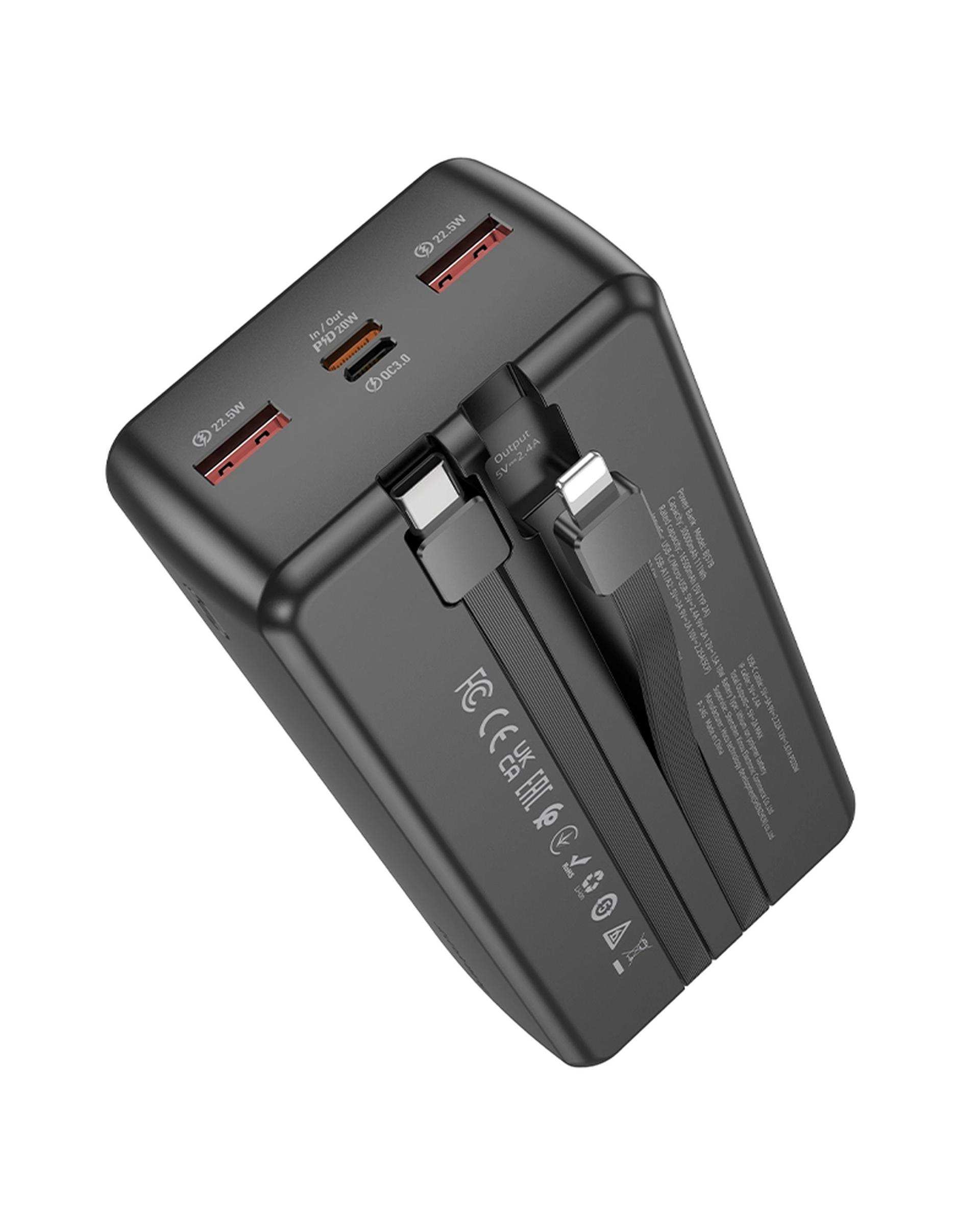 پاور بانک مشکی بروفون BOROFONE مدل BJ57B 22.5W ظرفیت 30000 میلی آمپر ساعت