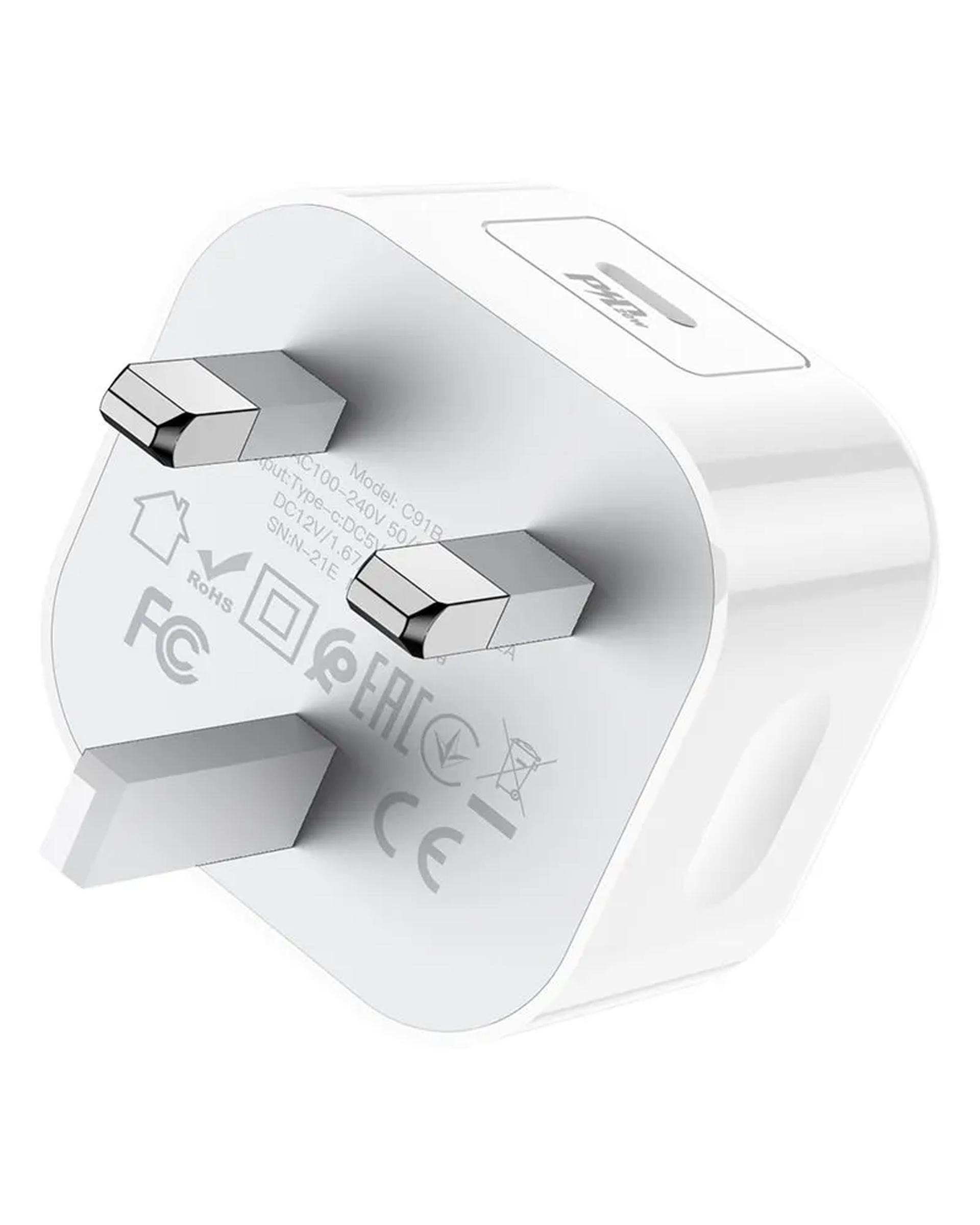 شارژر 20 وات سفید هوکو HOCO مدل C91B USB