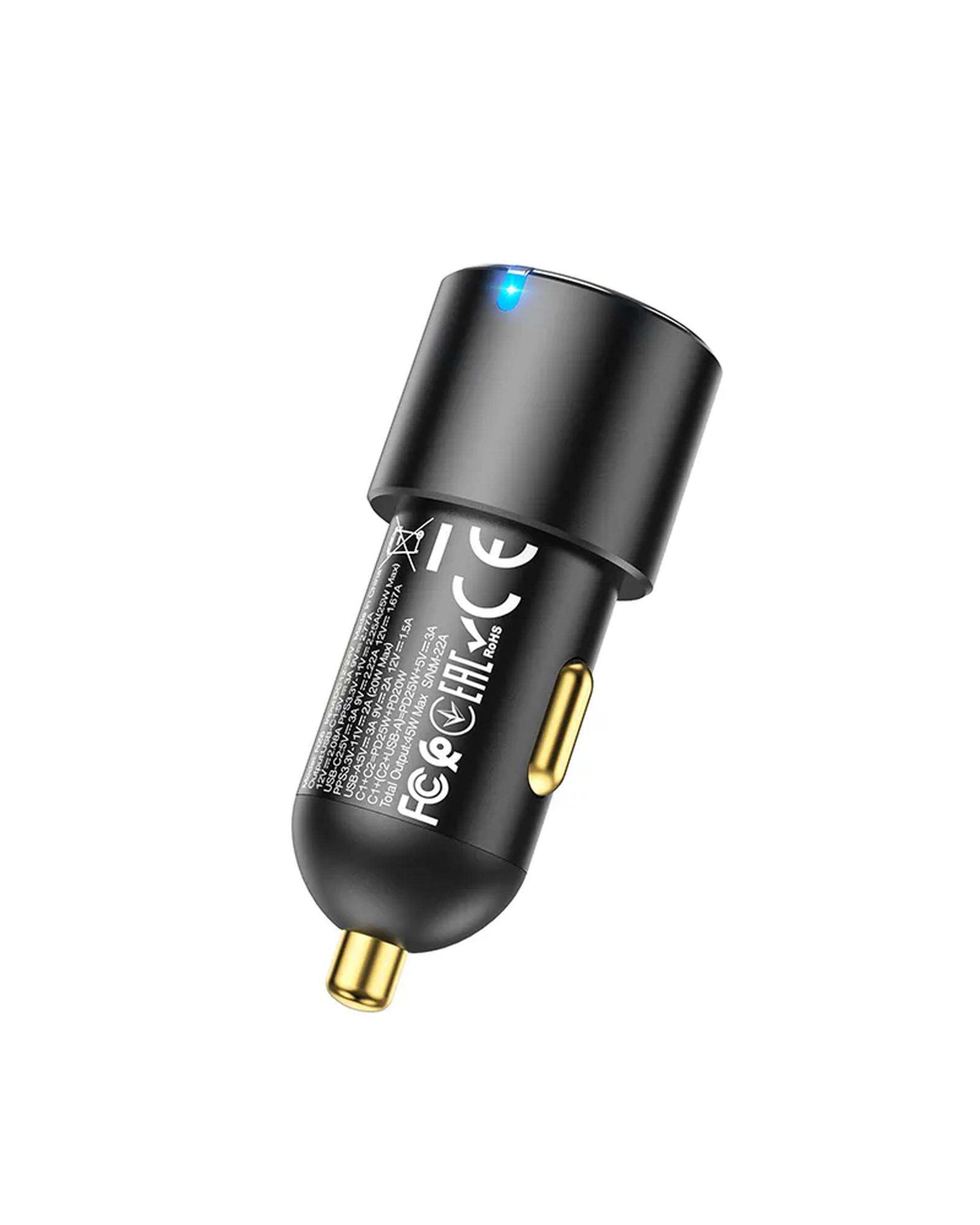 شارژر فندکی 45 وات مشکی هوکو HOCO مدل NZ6 USB