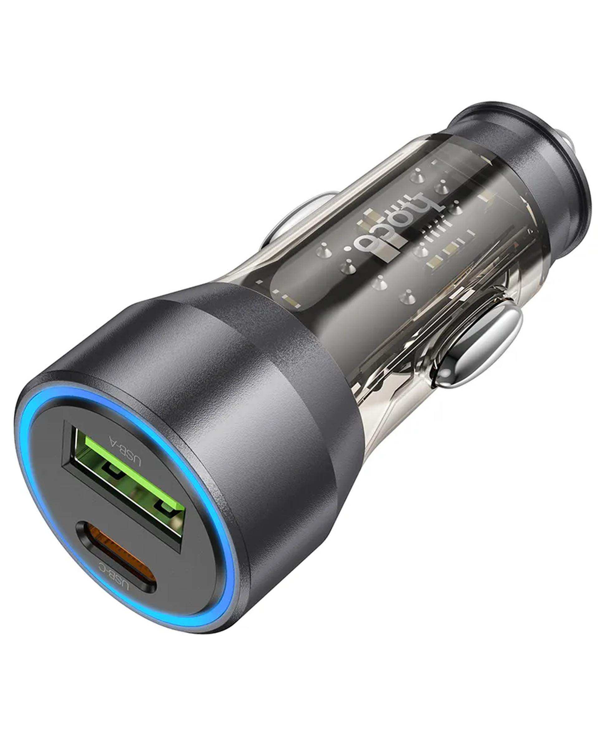 شارژر فندکی 43 وات مشکی هوکو HOCO مدل NZ12A USB