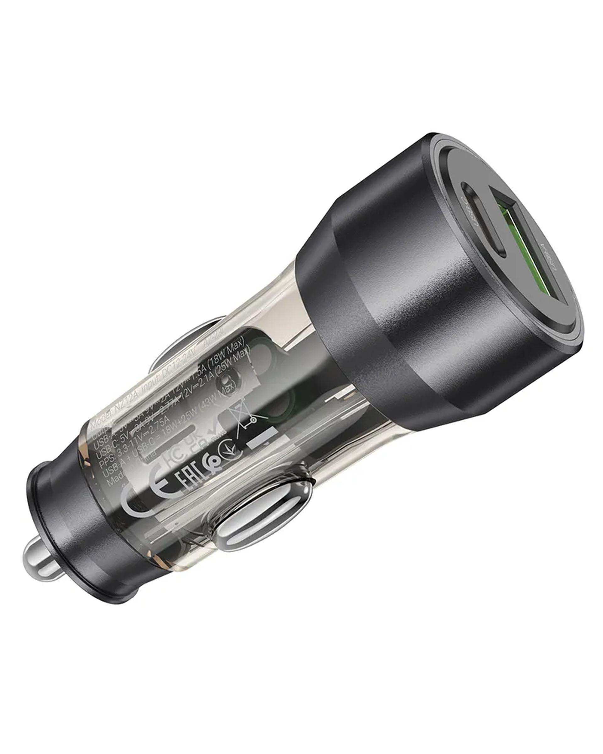 شارژر فندکی 43 وات مشکی هوکو HOCO مدل NZ12A USB