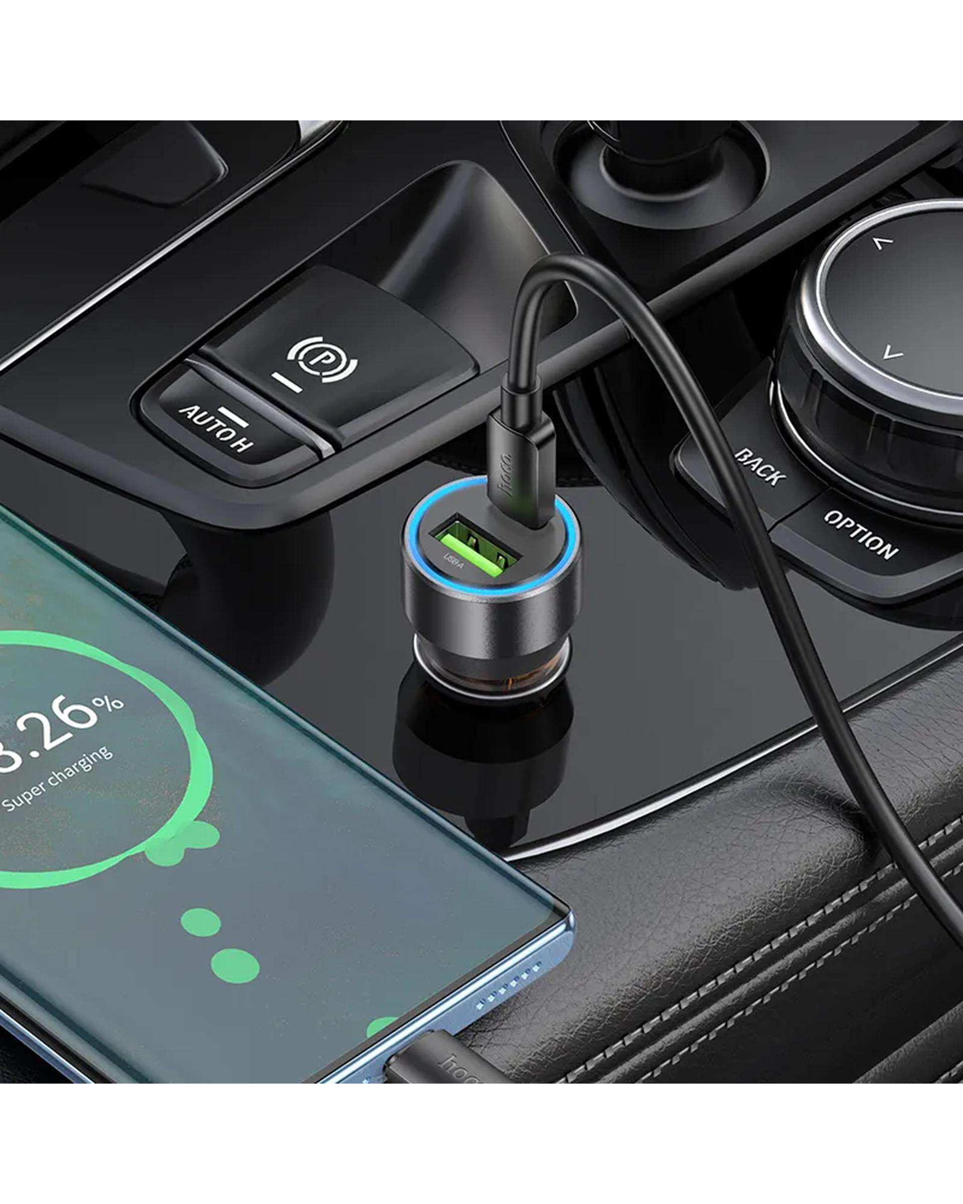 شارژر فندکی 43 وات مشکی هوکو HOCO مدل NZ12A USB