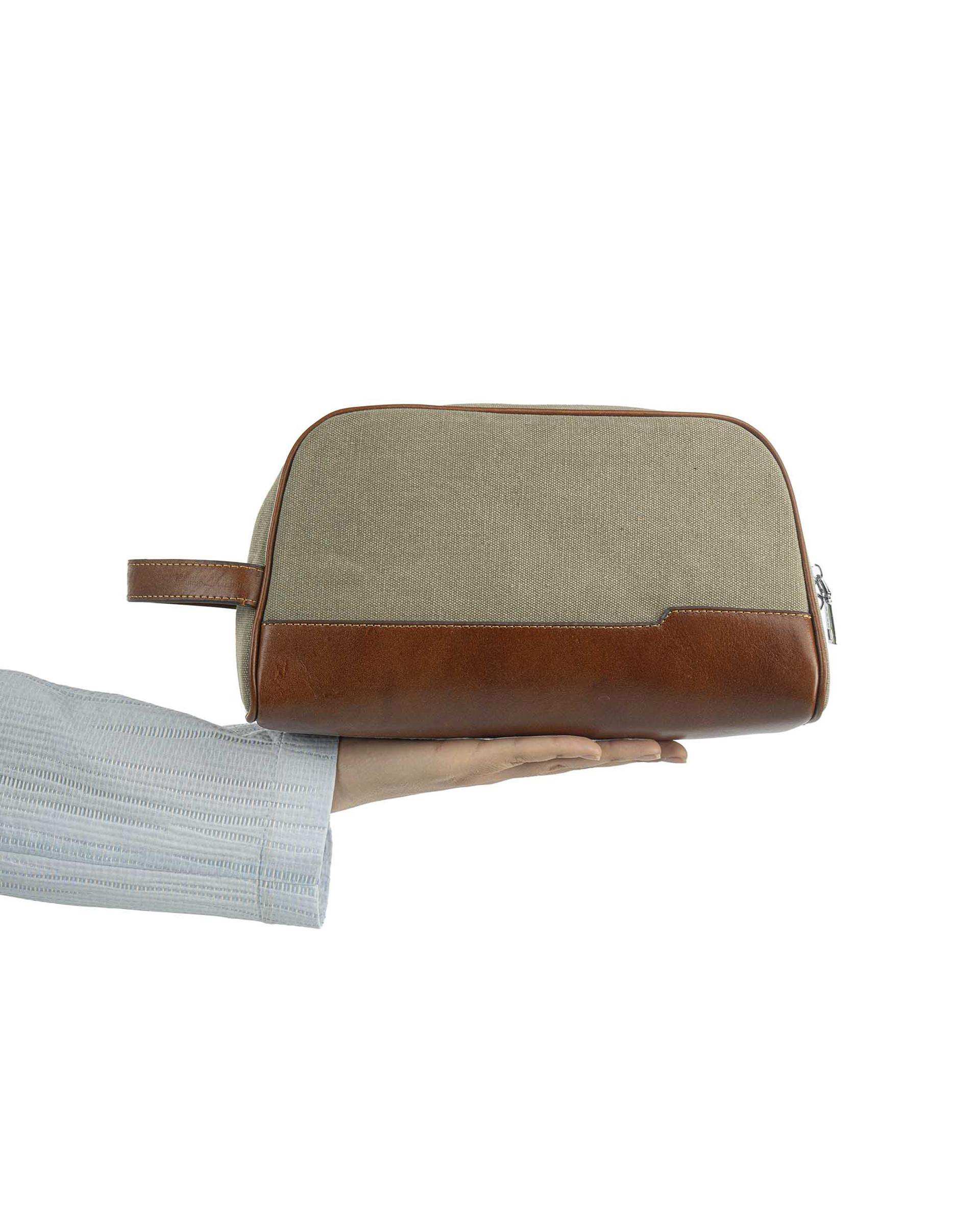 کیف دستی مردانه سبز قهوه ای صاد Saad مدل AA2704