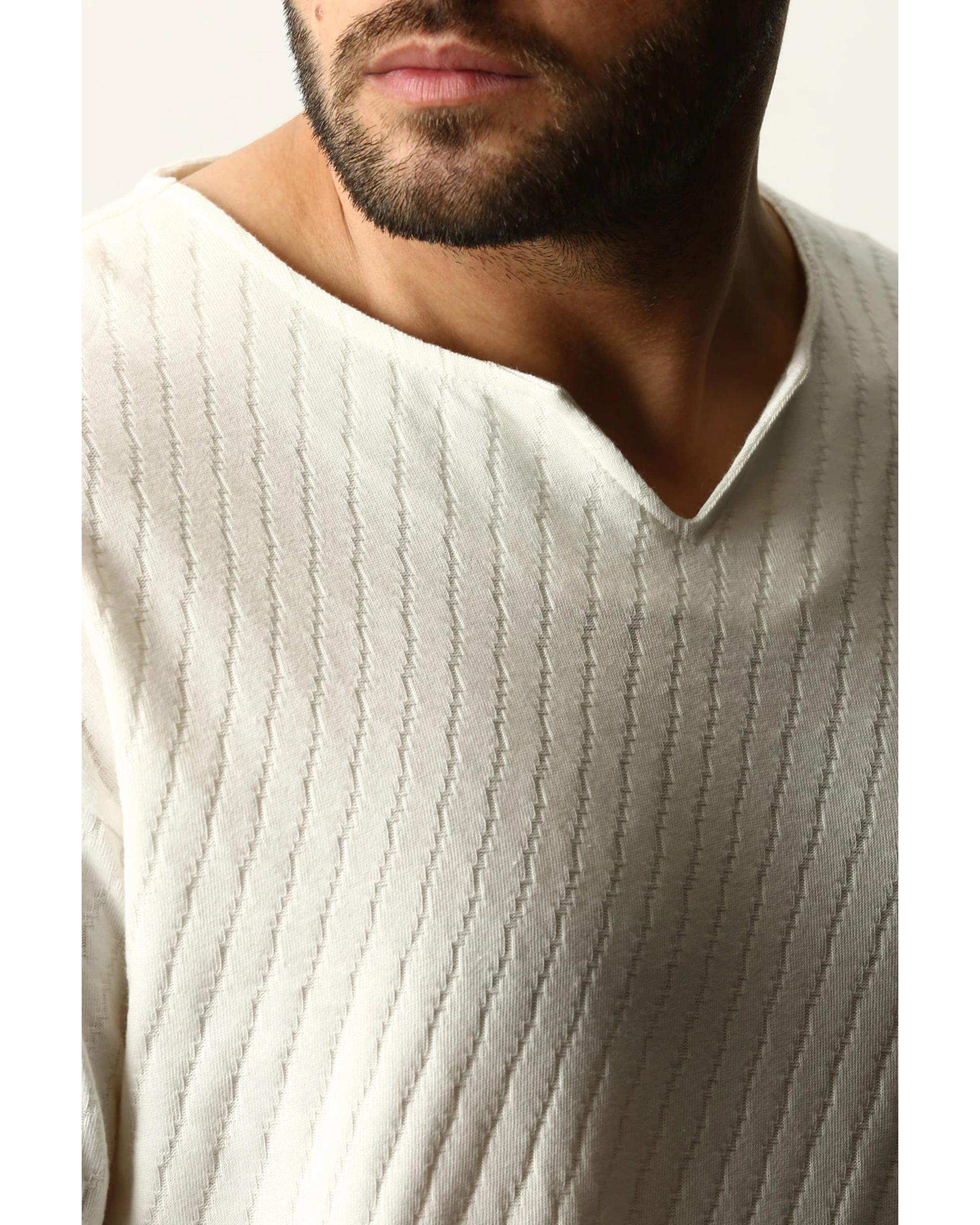 تی شرت مردانه سفید آر ان اس RNS کد 12022349