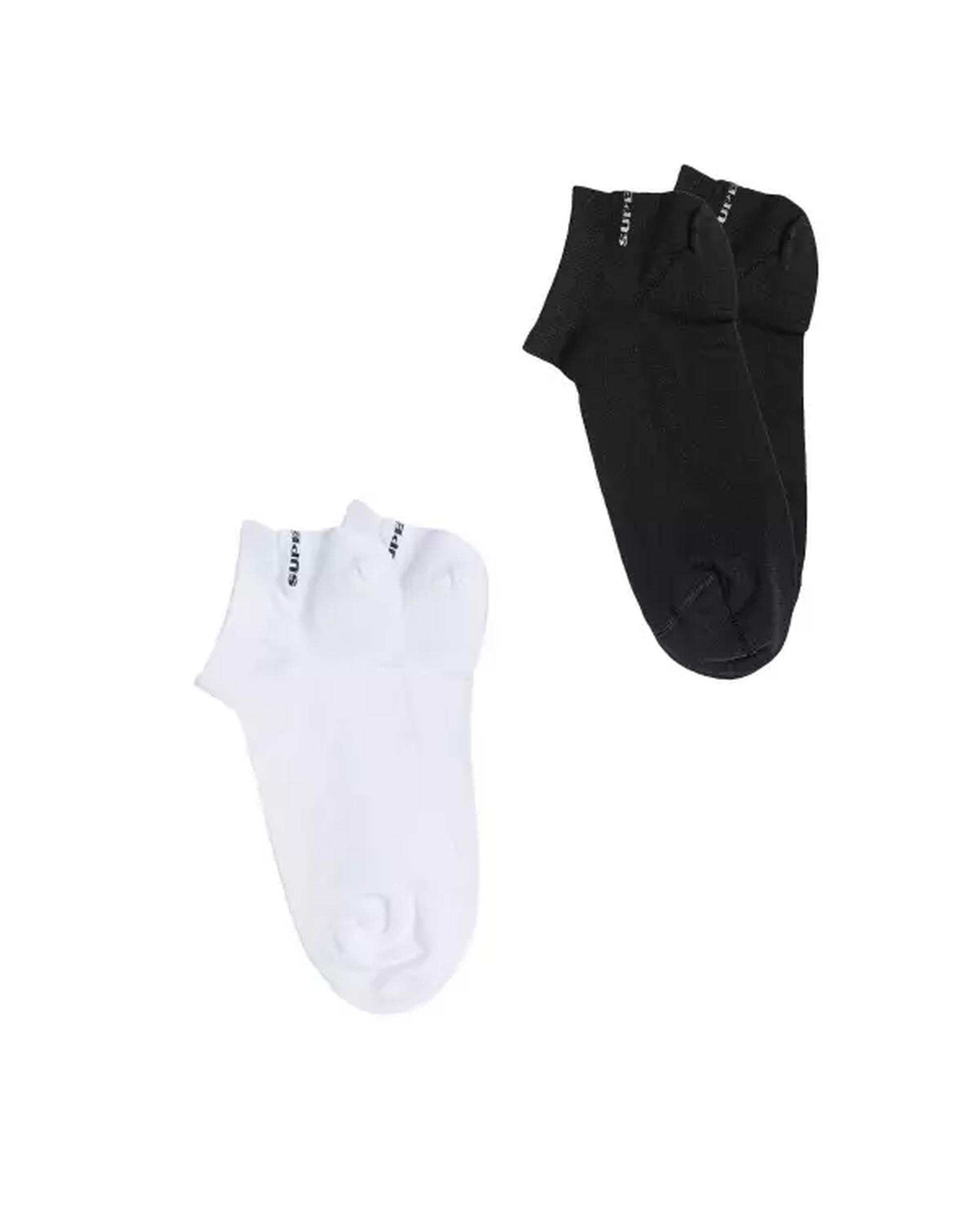 جوراب مردانه مچی سفید مشکی سوپردرای Superdry کد M29S51301X بسته دو عددی