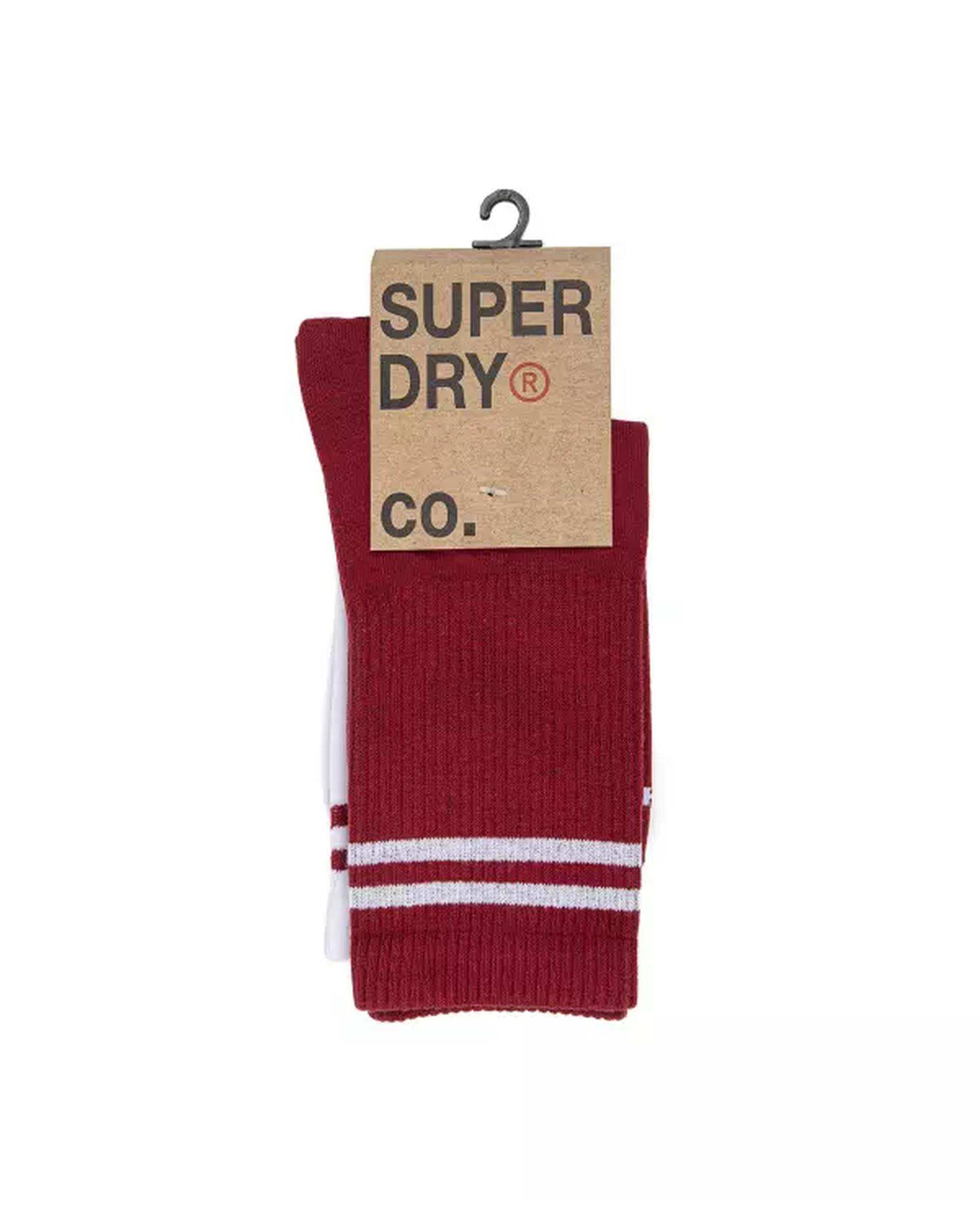 جوراب زنانه ساقدار سفید قرمز سوپردرای Superdry کد W29S51302X بسته دو عددی