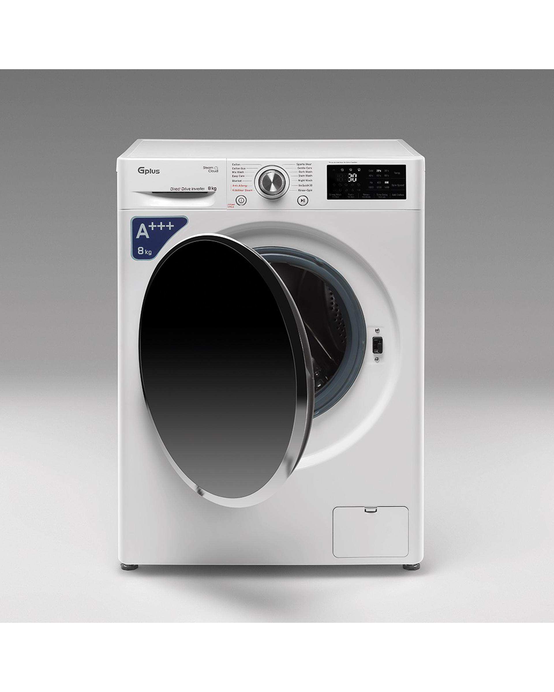 ماشین لباسشویی سفید جی پلاس Gplus مدل GWM-M880W ظرفیت 8 کیلوگرم