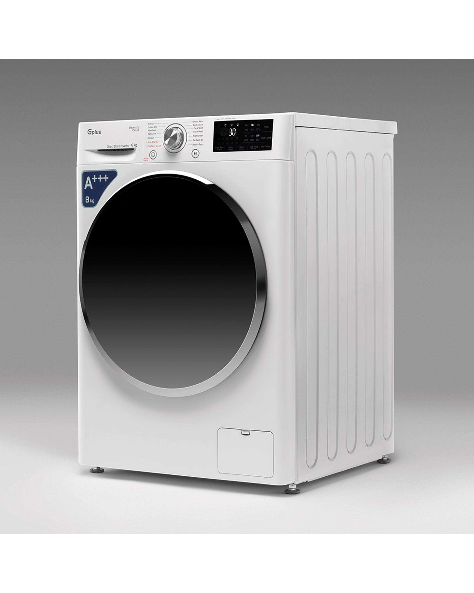 ماشین لباسشویی سفید جی پلاس Gplus مدل GWM-M880W ظرفیت 8 کیلوگرم
