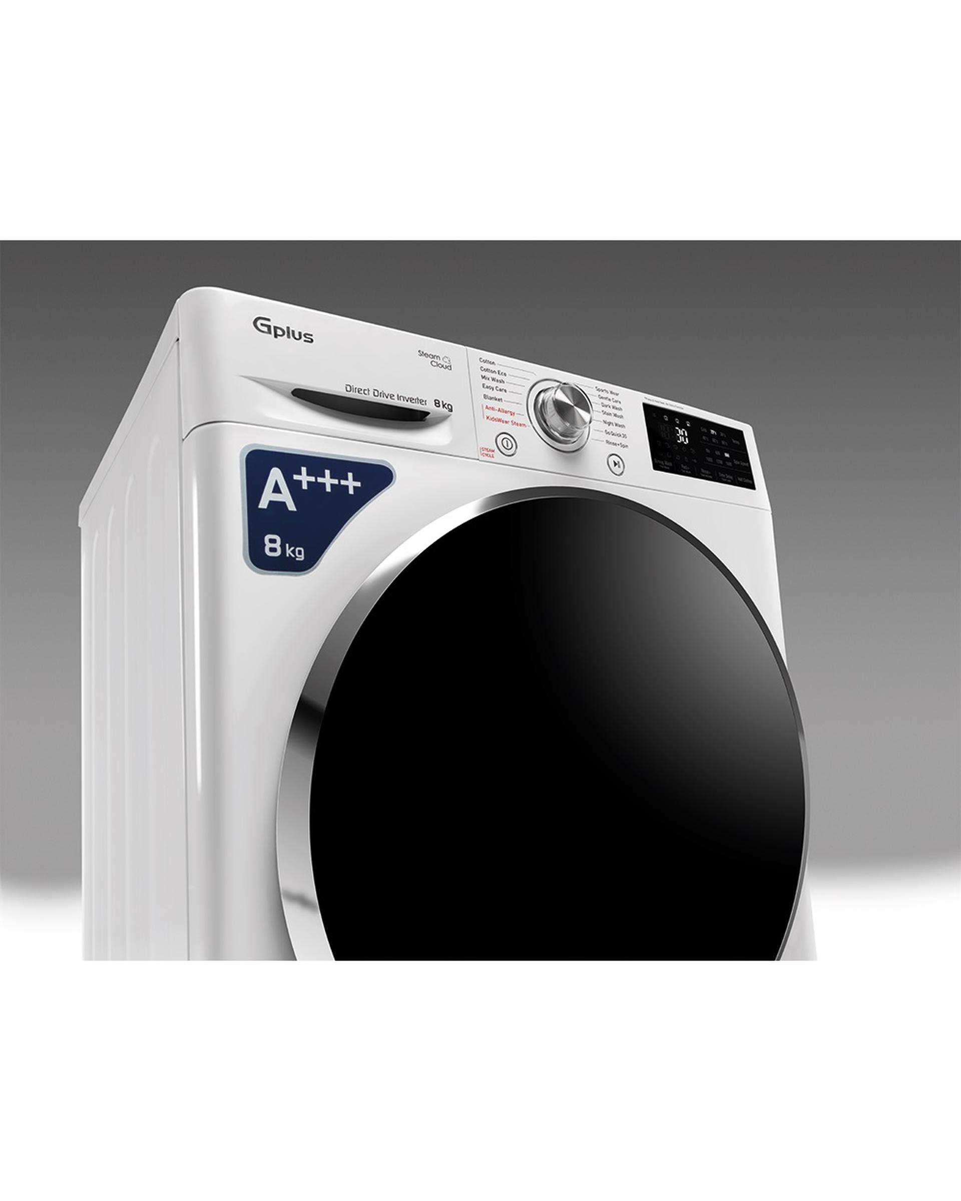 ماشین لباسشویی سفید جی پلاس Gplus مدل GWM-M880W ظرفیت 8 کیلوگرم