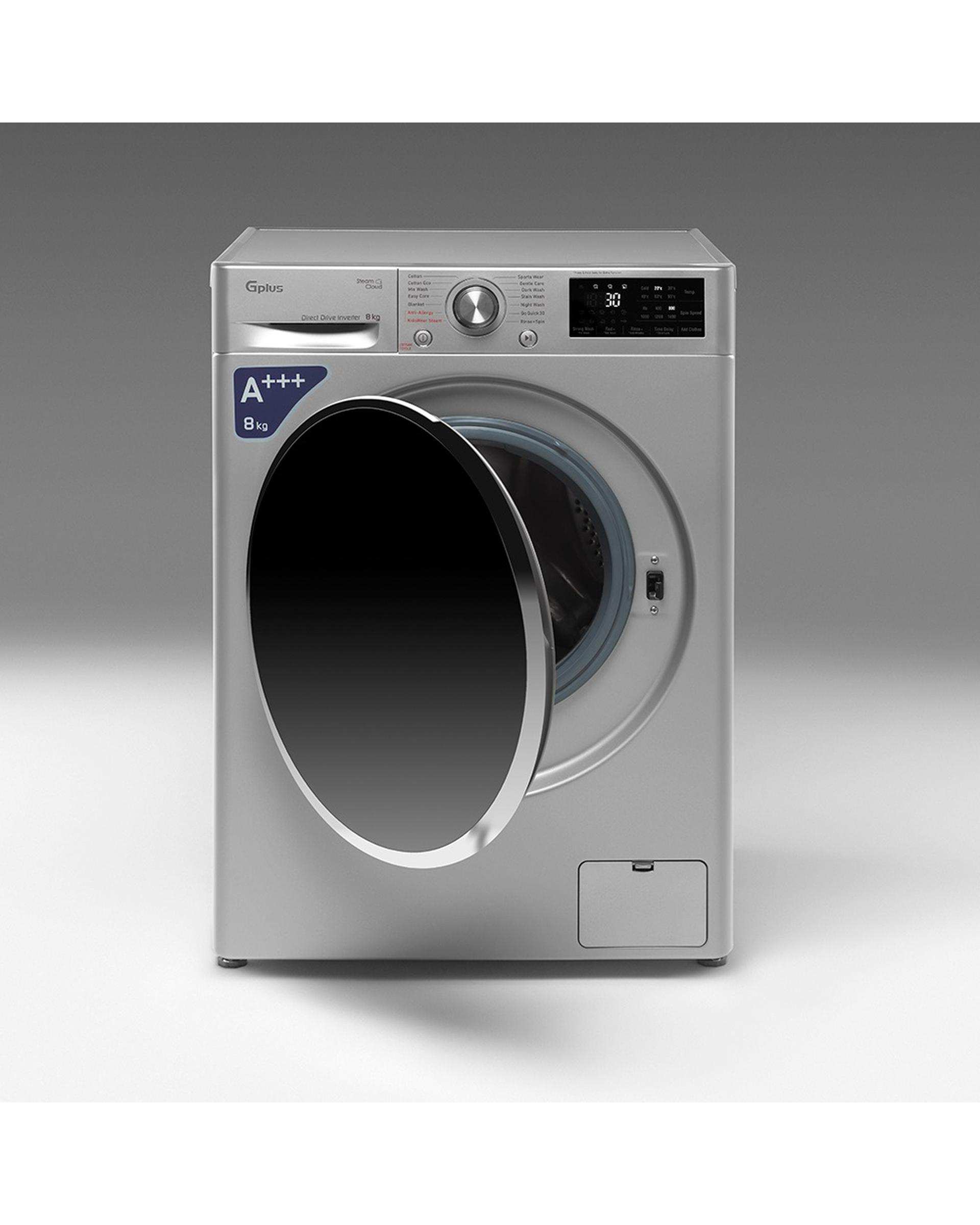 ماشین لباسشویی نقره ای جی پلاس Gplus مدل GWM-M880S ظرفیت 8 کیلوگرم
