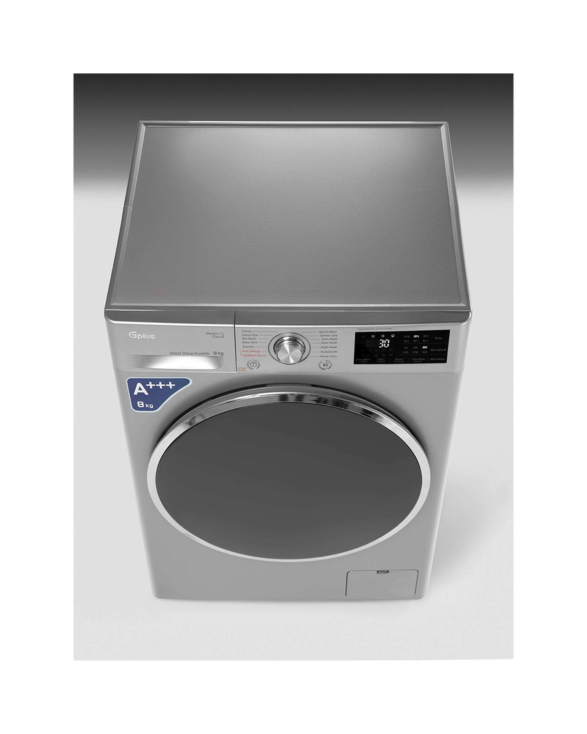 ماشین لباسشویی نقره ای جی پلاس Gplus مدل GWM-M880S ظرفیت 8 کیلوگرم