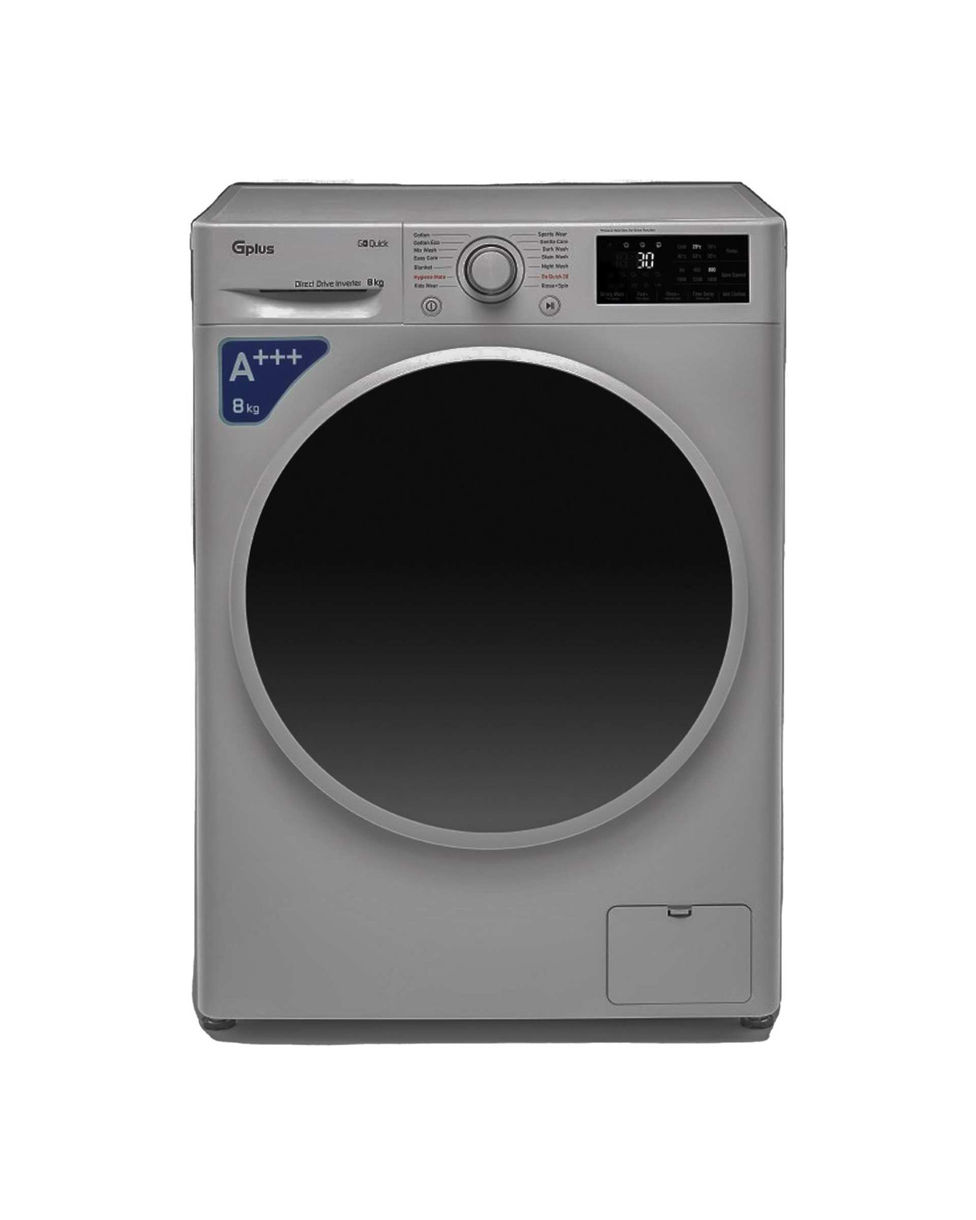 ماشین لباسشویی نقره ای جی پلاس Gplus مدل GWM-M870S ظرفیت 8 کیلوگرم