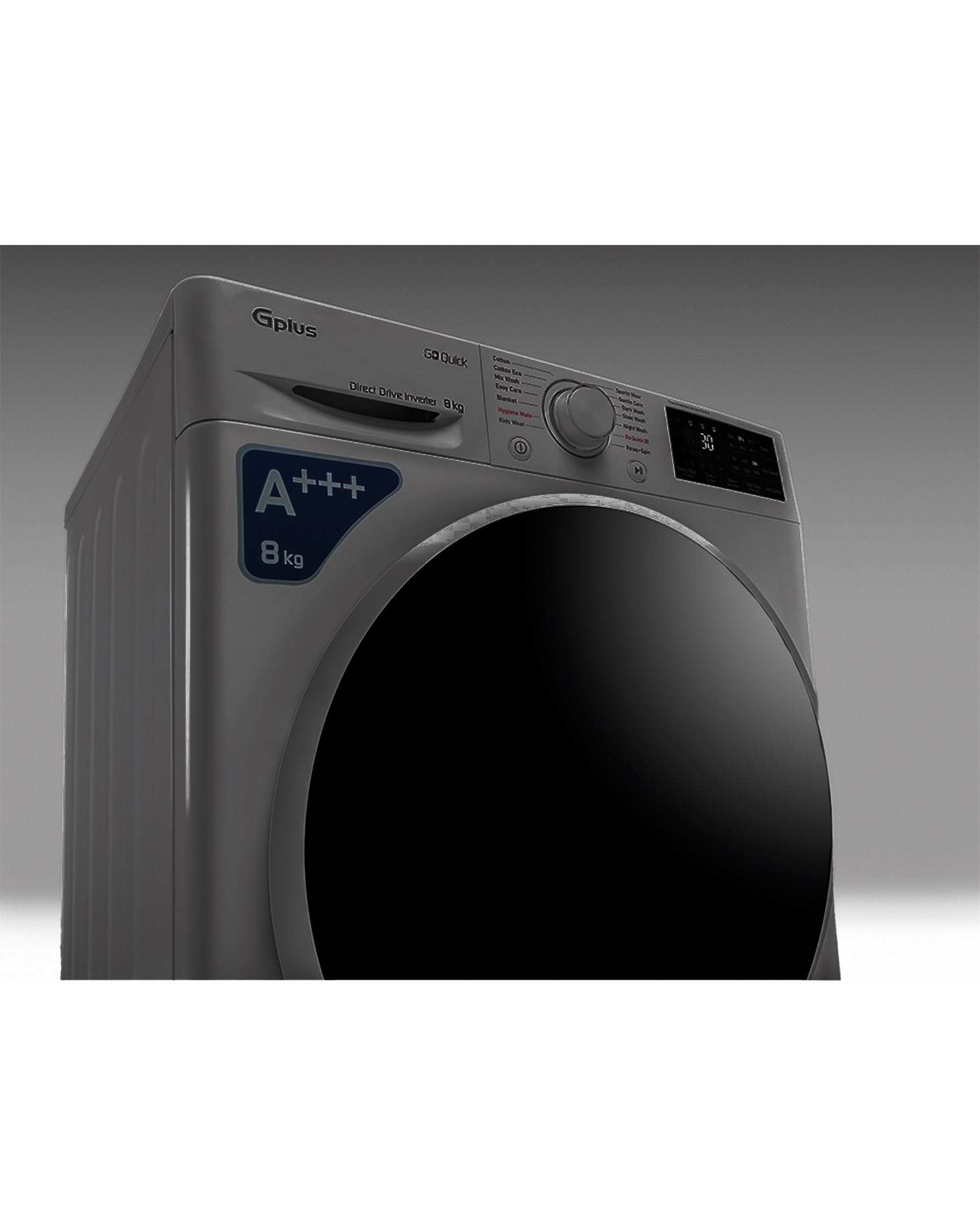 ماشین لباسشویی نقره ای جی پلاس Gplus مدل GWM-M870S ظرفیت 8 کیلوگرم