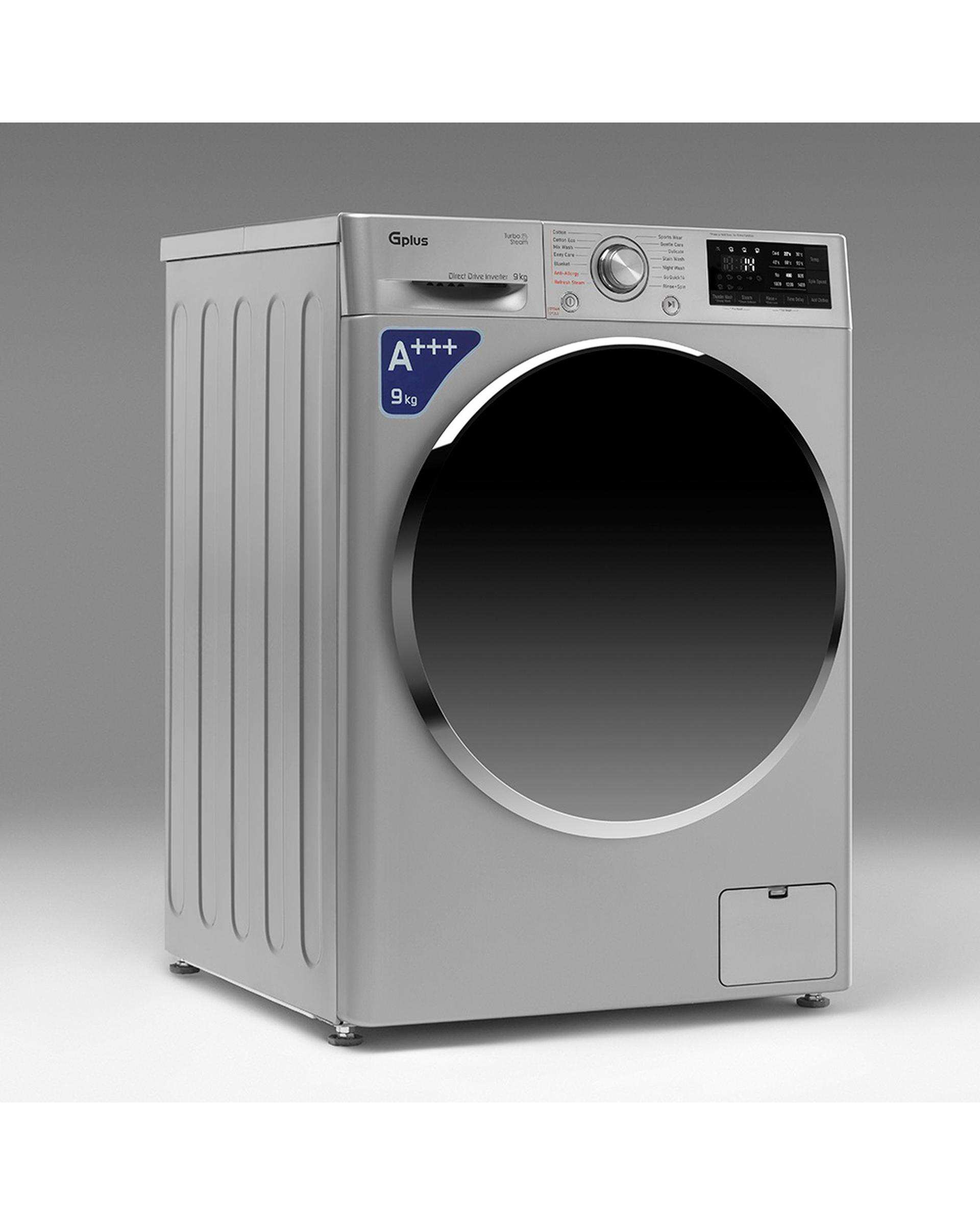ماشین لباسشویی نقره ای جی پلاس Gplus مدل GWM-M990S ظرفیت 9 کیلوگرم