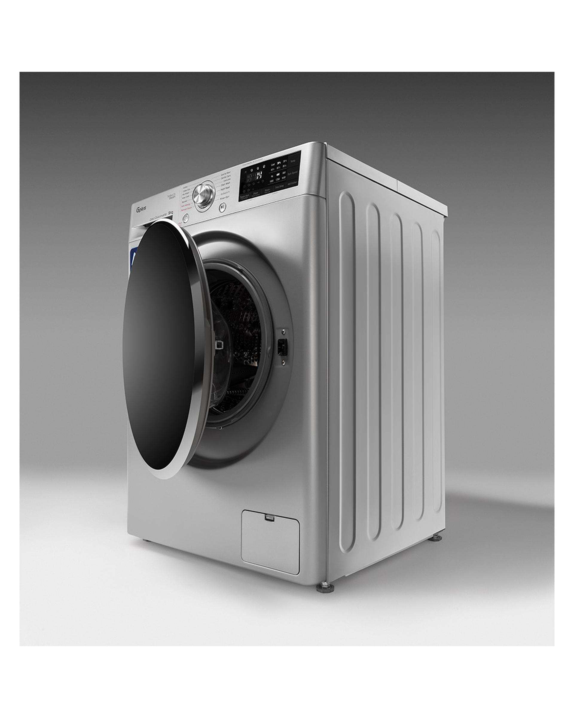 ماشین لباسشویی نقره ای جی پلاس Gplus مدل GWM-M990S ظرفیت 9 کیلوگرم