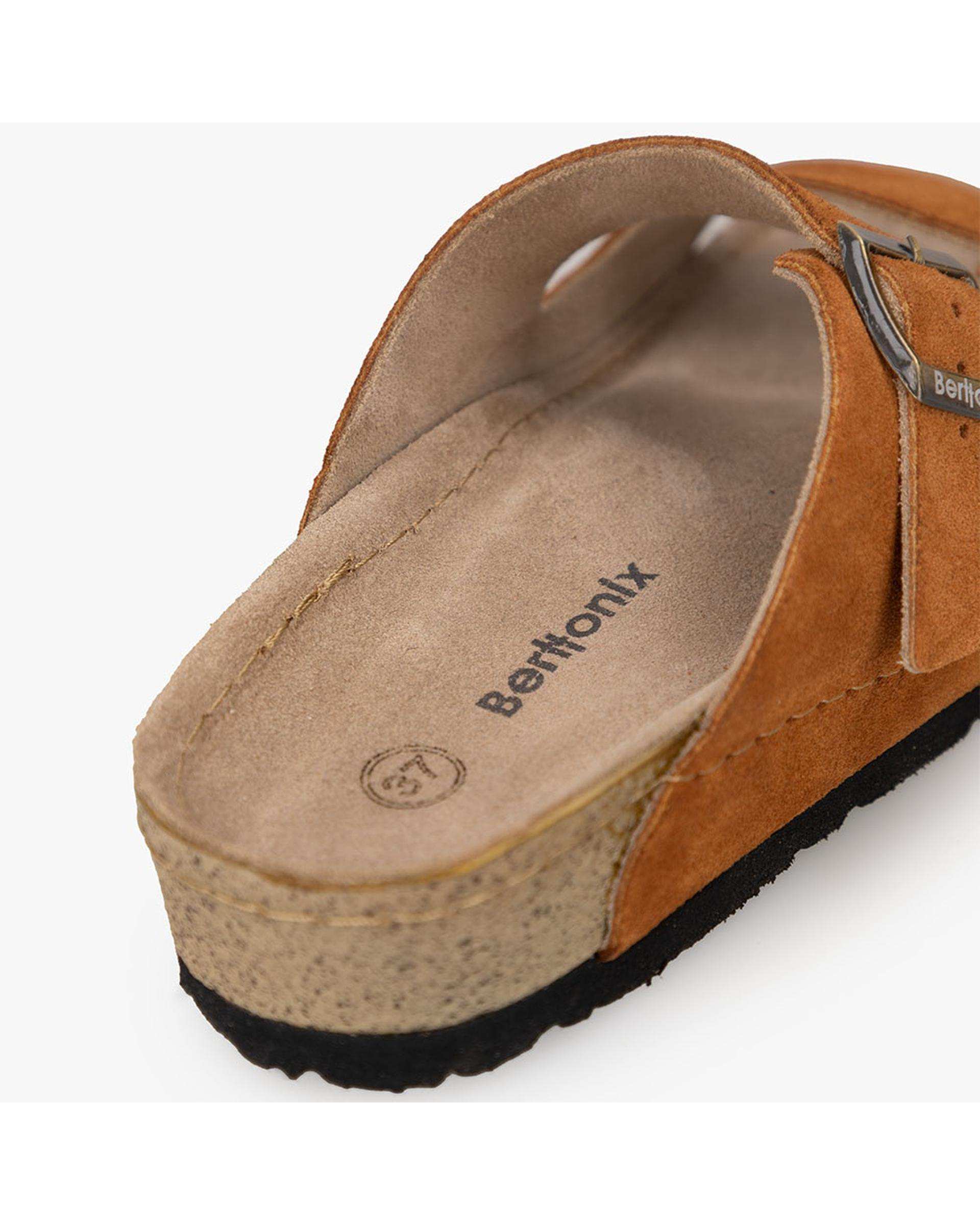 صندل چرم مردانه شتری برتونیکس Berttonix کد PS-203