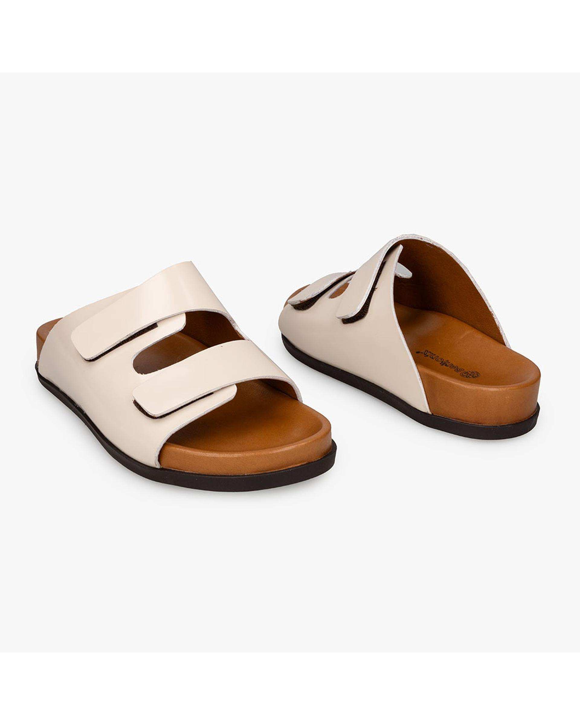 صندل چرم مردانه کرم برتونیکس Berttonix کد K-304