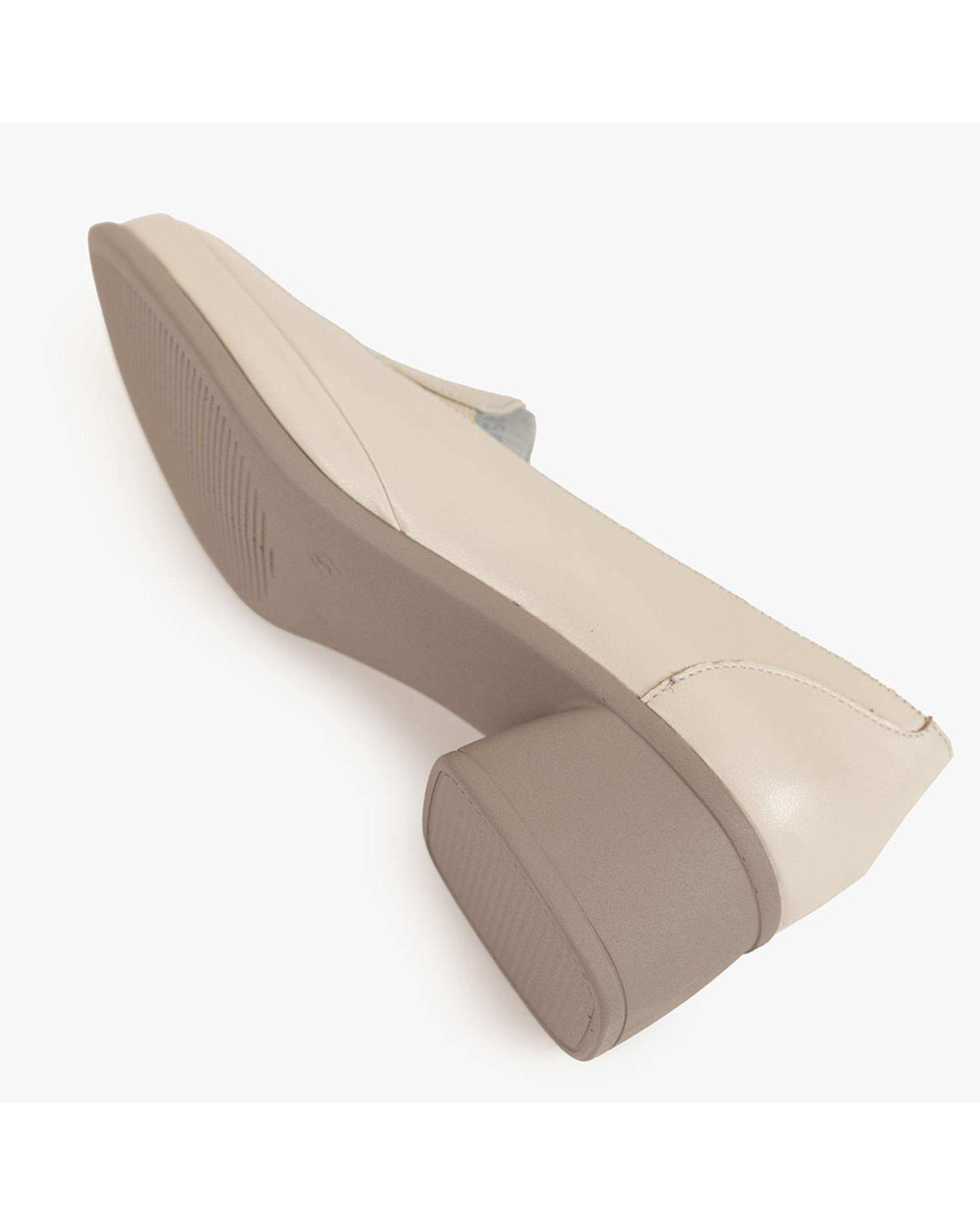 کفش چرم زنانه پاشنه دار شیری برتونیکس Berttonix کد A-0324