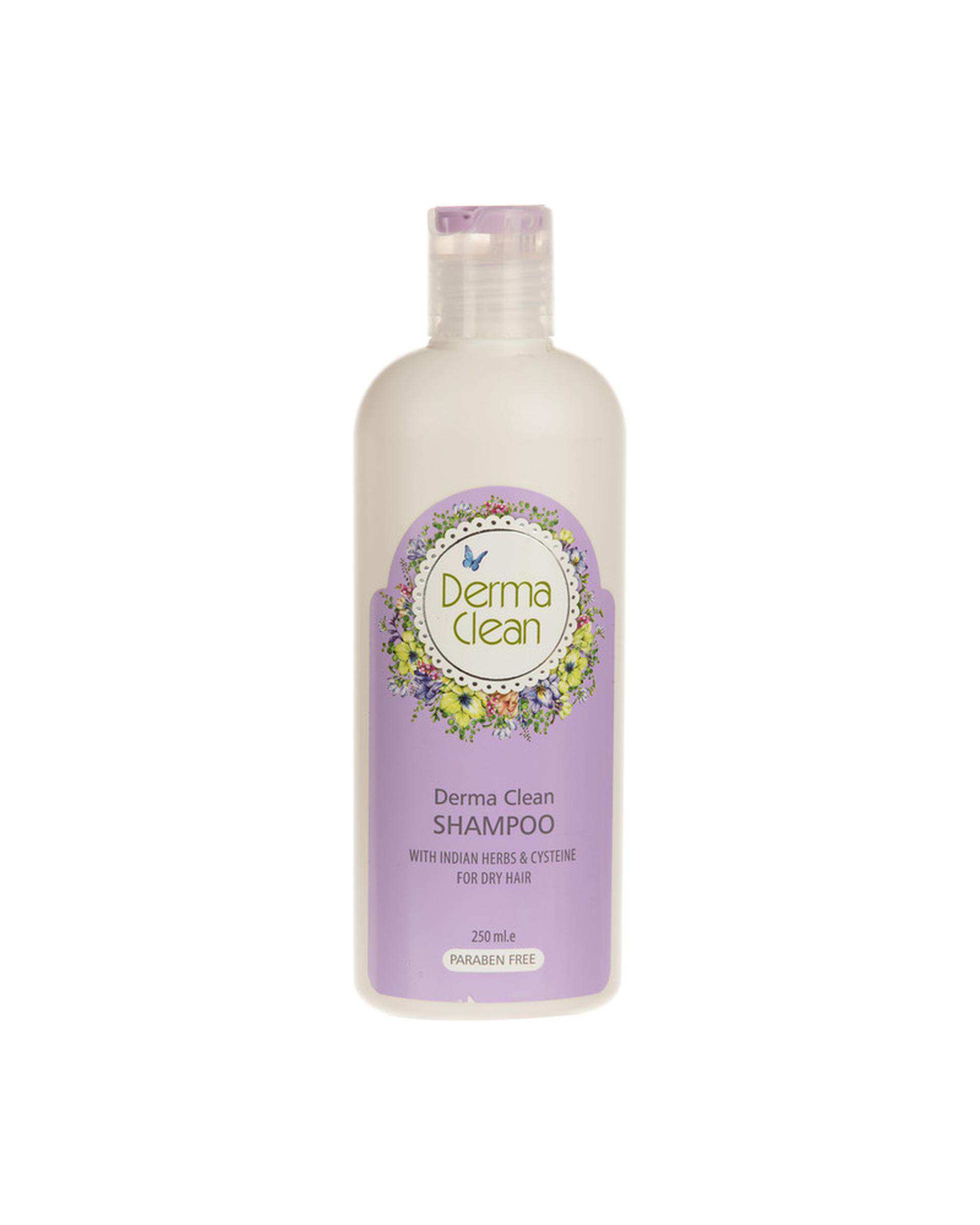 شامپو مو درماکلین Derma Clean مناسب موهای خشک حاوی عصاره گیاهان هندی و سیستئین 250ml
