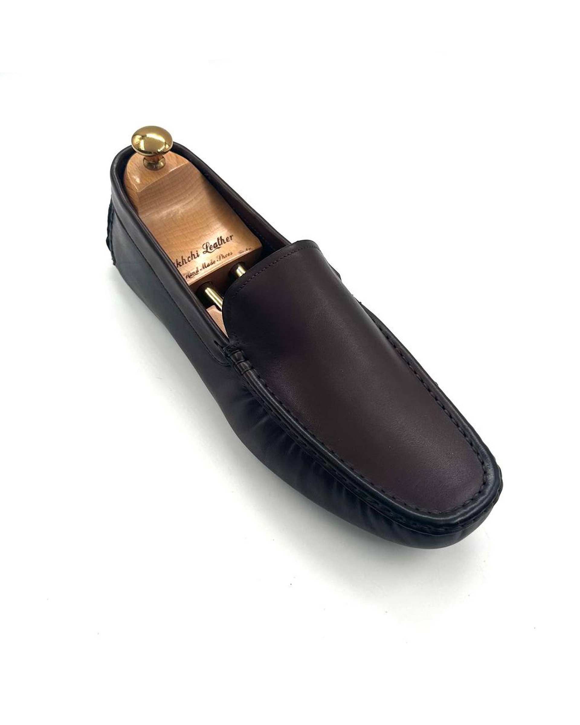 کفش کالج چرم مردانه طبی قهوه ای چرم میخچی Mikhchi Leather مدل K1