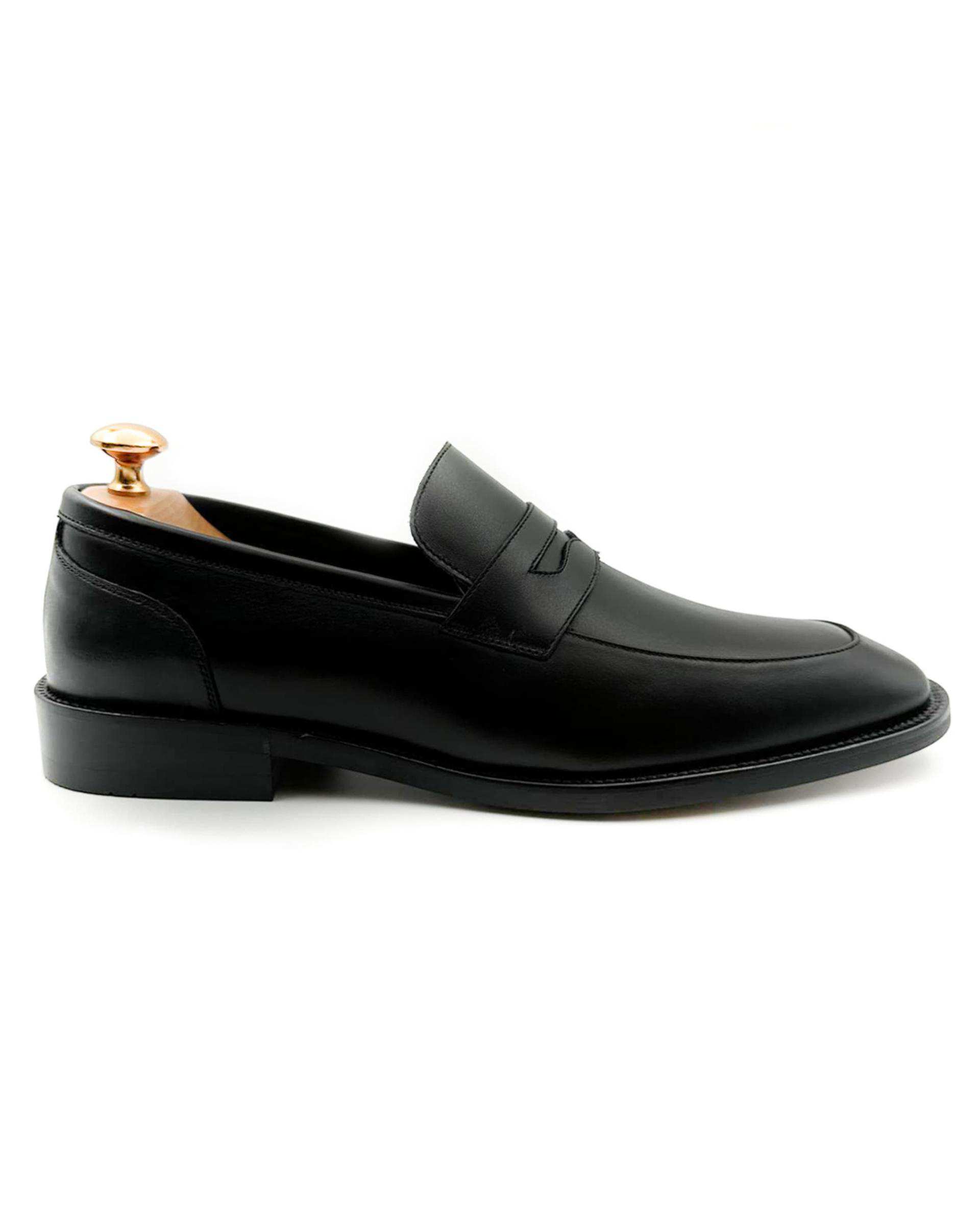 کفش چرم مردانه رسمی دست دوز مشکی چرم میخچی Mikhchi Leather مدل M101
