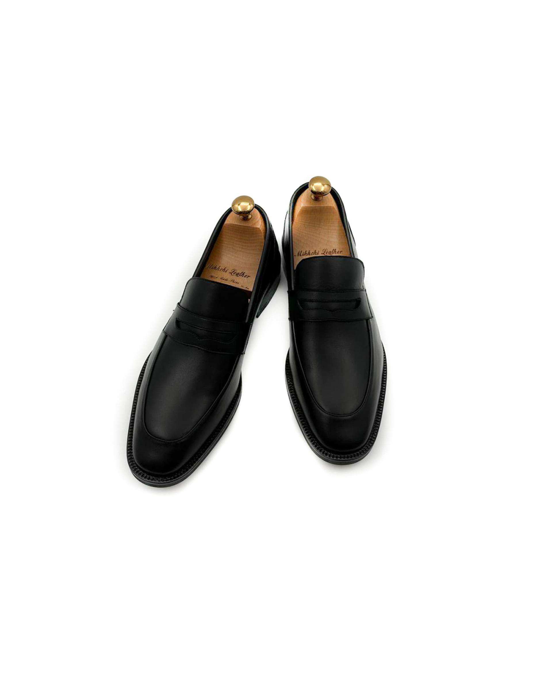 کفش چرم مردانه رسمی دست دوز مشکی چرم میخچی Mikhchi Leather مدل M101