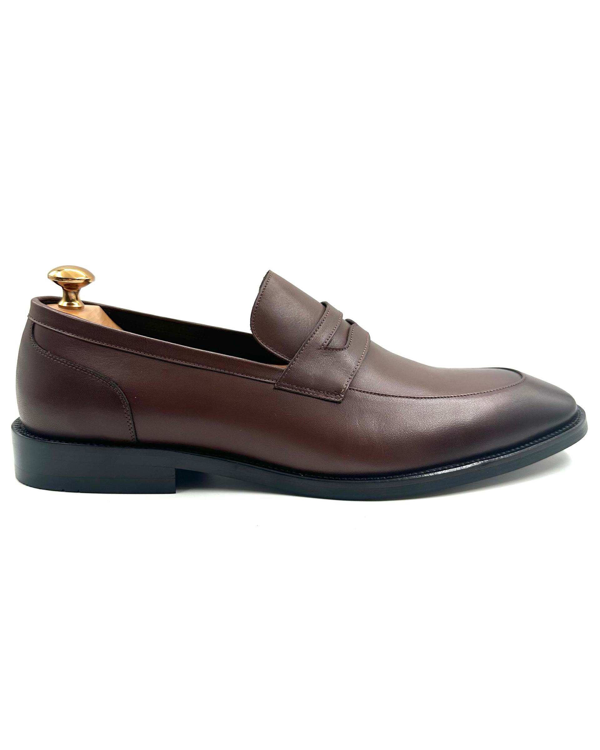 کفش چرم مردانه رسمی دست دوز قهوه ای چرم میخچی Mikhchi Leather مدل M101