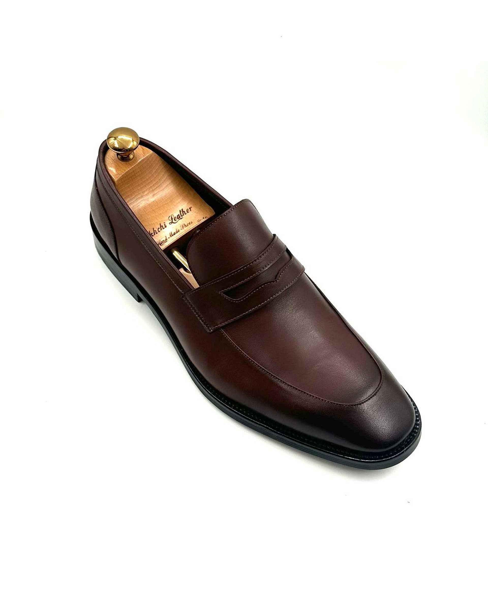 کفش چرم مردانه رسمی دست دوز قهوه ای چرم میخچی Mikhchi Leather مدل M101