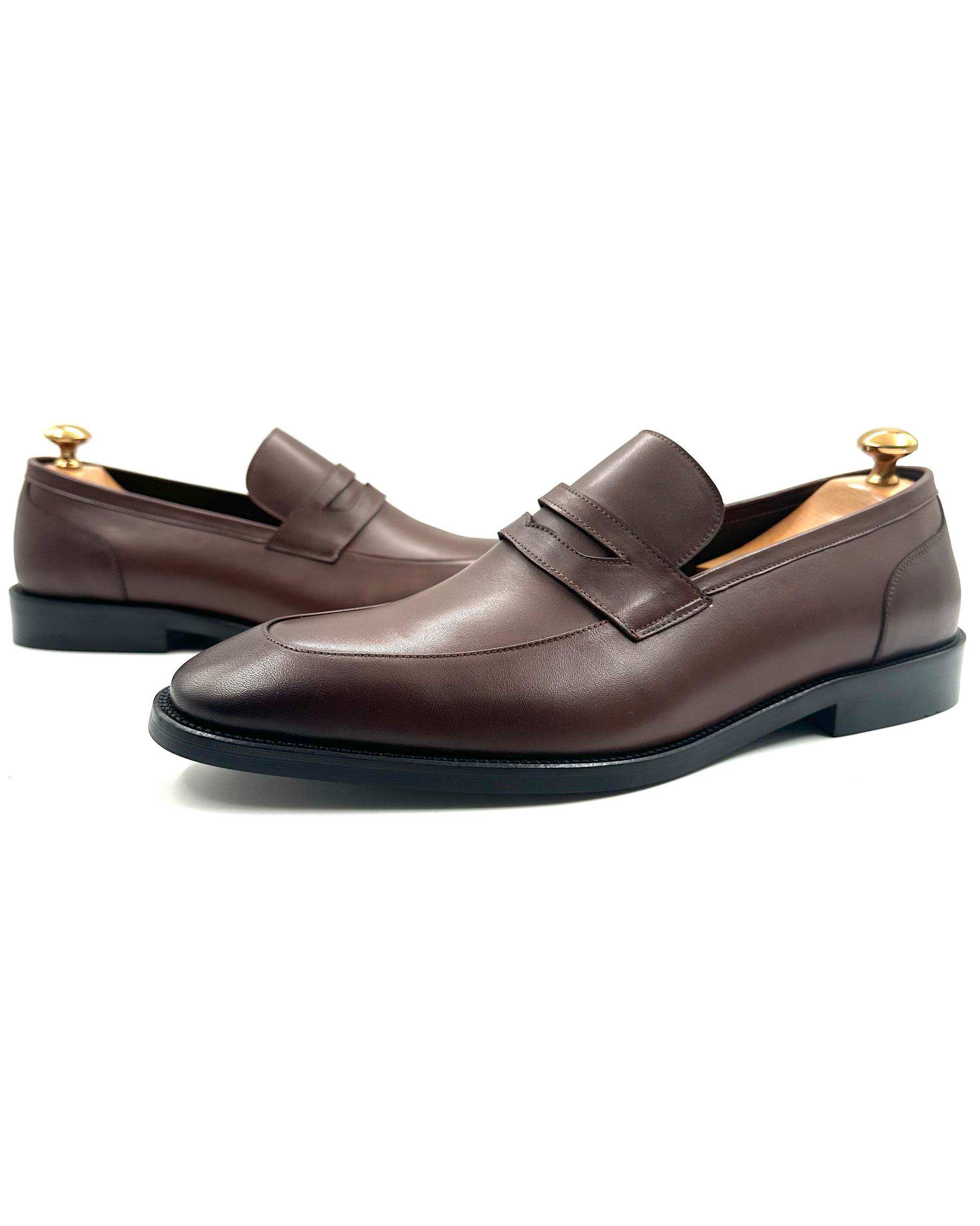 کفش چرم مردانه رسمی دست دوز قهوه ای چرم میخچی Mikhchi Leather مدل M101