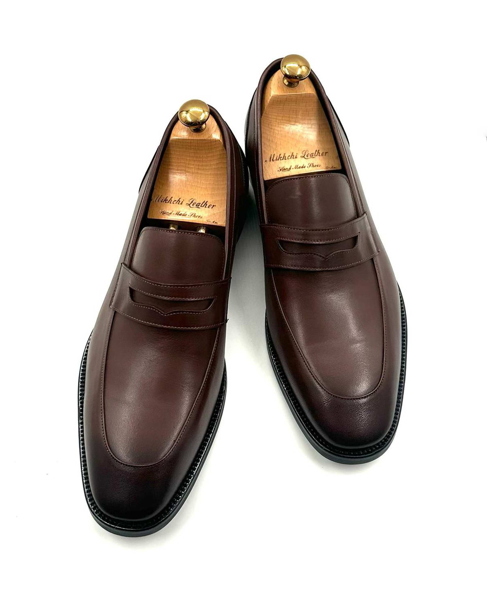 کفش چرم مردانه رسمی دست دوز قهوه ای چرم میخچی Mikhchi Leather مدل M101