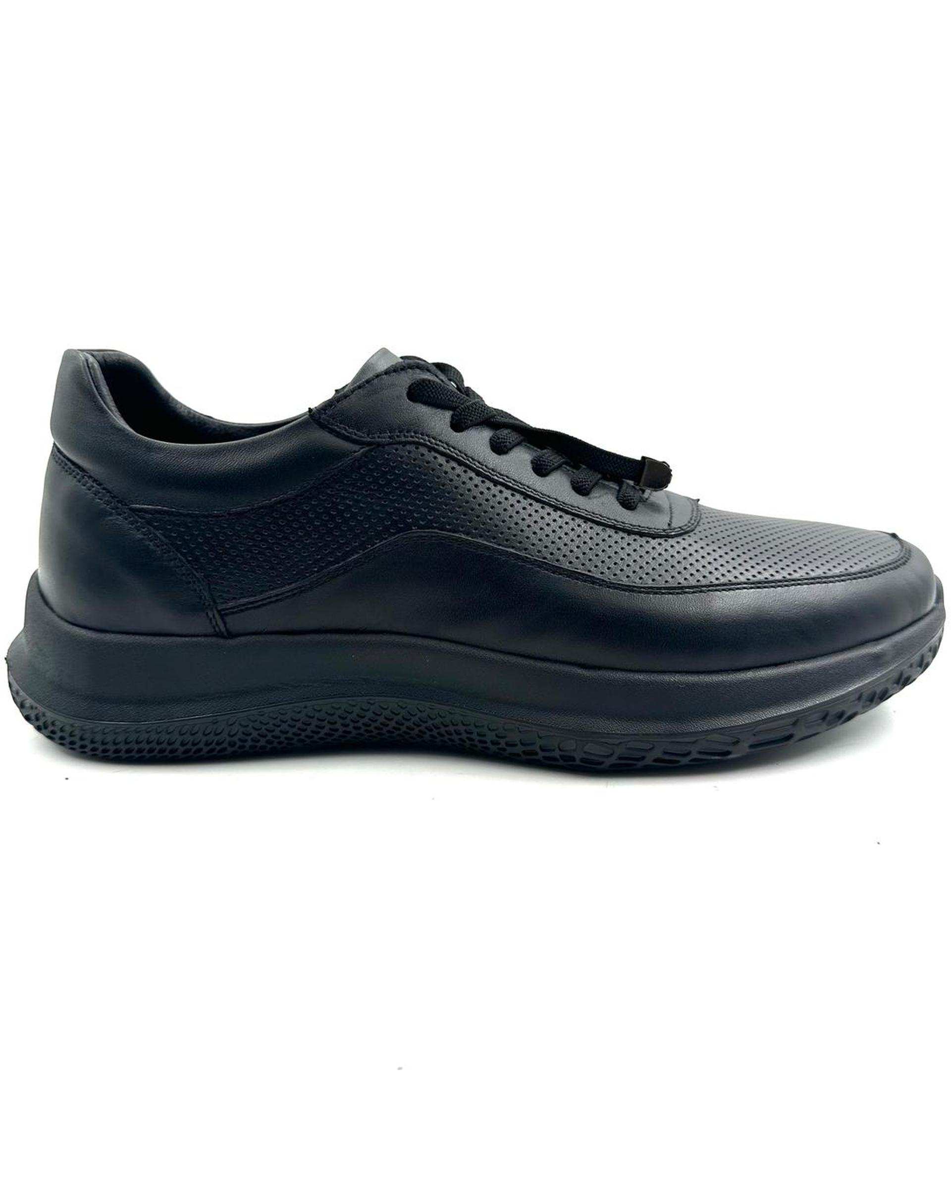 کفش چرم مردانه کژوال طبی مشکی چرم میخچی Mikhchi Leather مدل M12