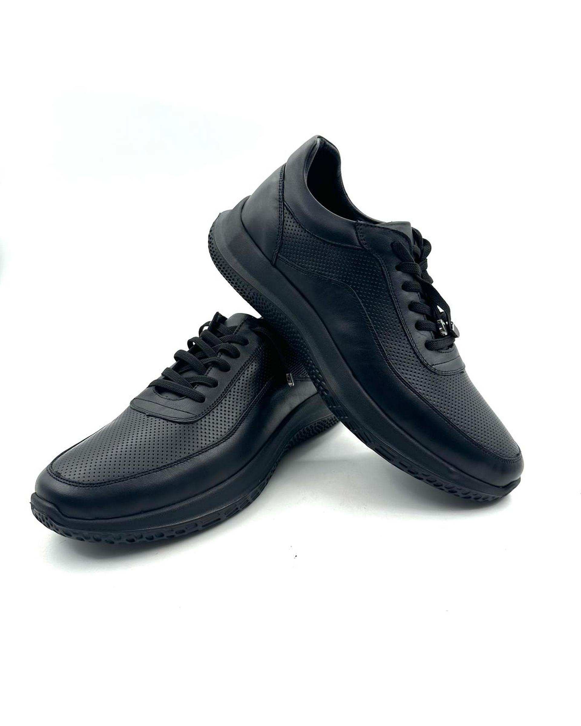 کفش چرم مردانه کژوال طبی مشکی چرم میخچی Mikhchi Leather مدل M12